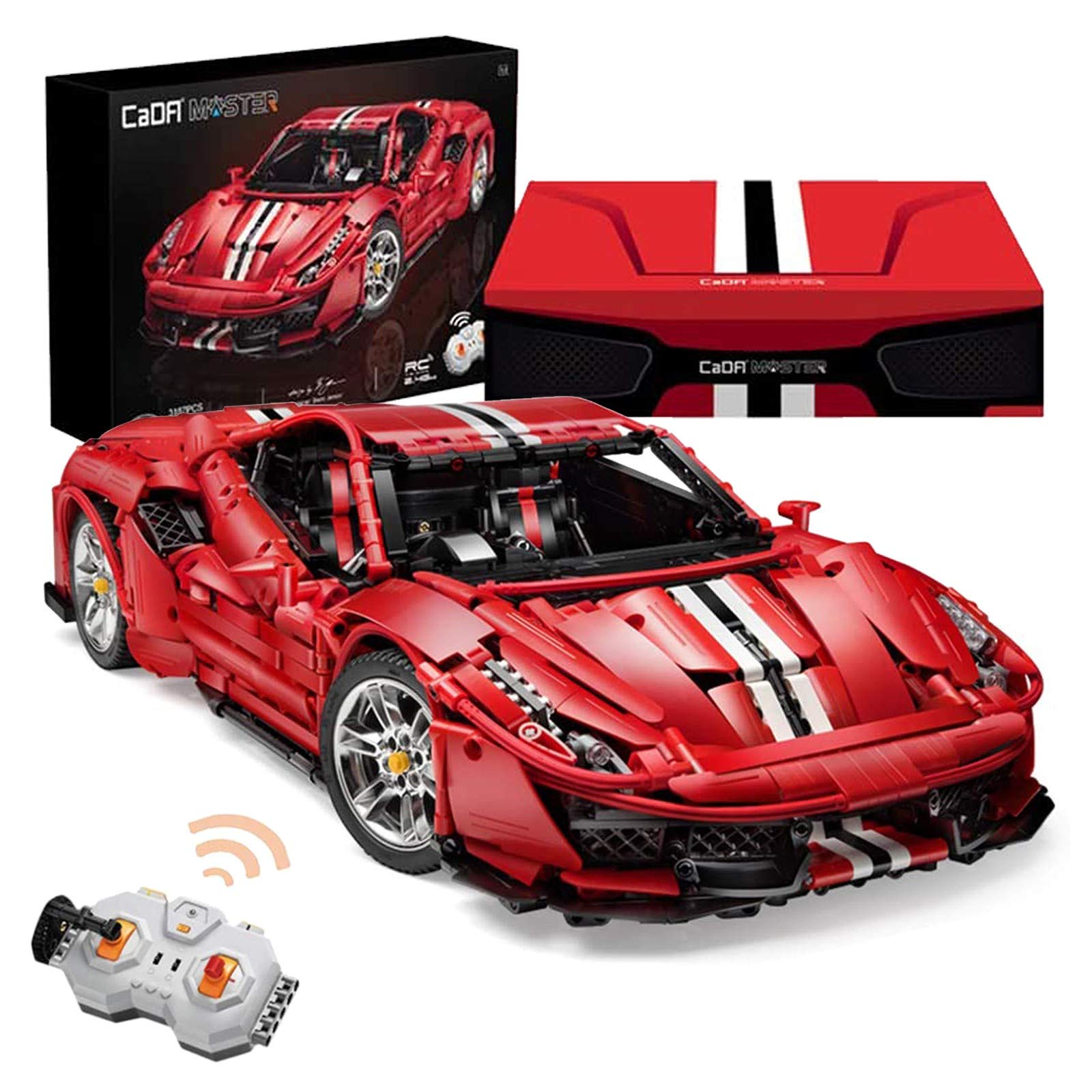 Technic building blocks car Ferrari 488 Pista, 3187 parts 2.4G remote controlled 1: 8 sports car racing car model, construction toys Compatible with LegoFerrari