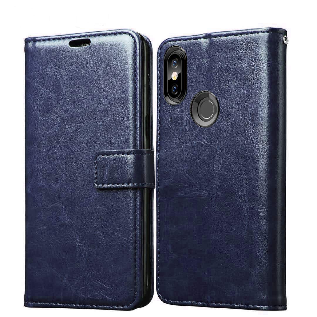 FancyArt Artificial Leather Flip Cover Case for Redmi 6 Pro (Navi Blue)