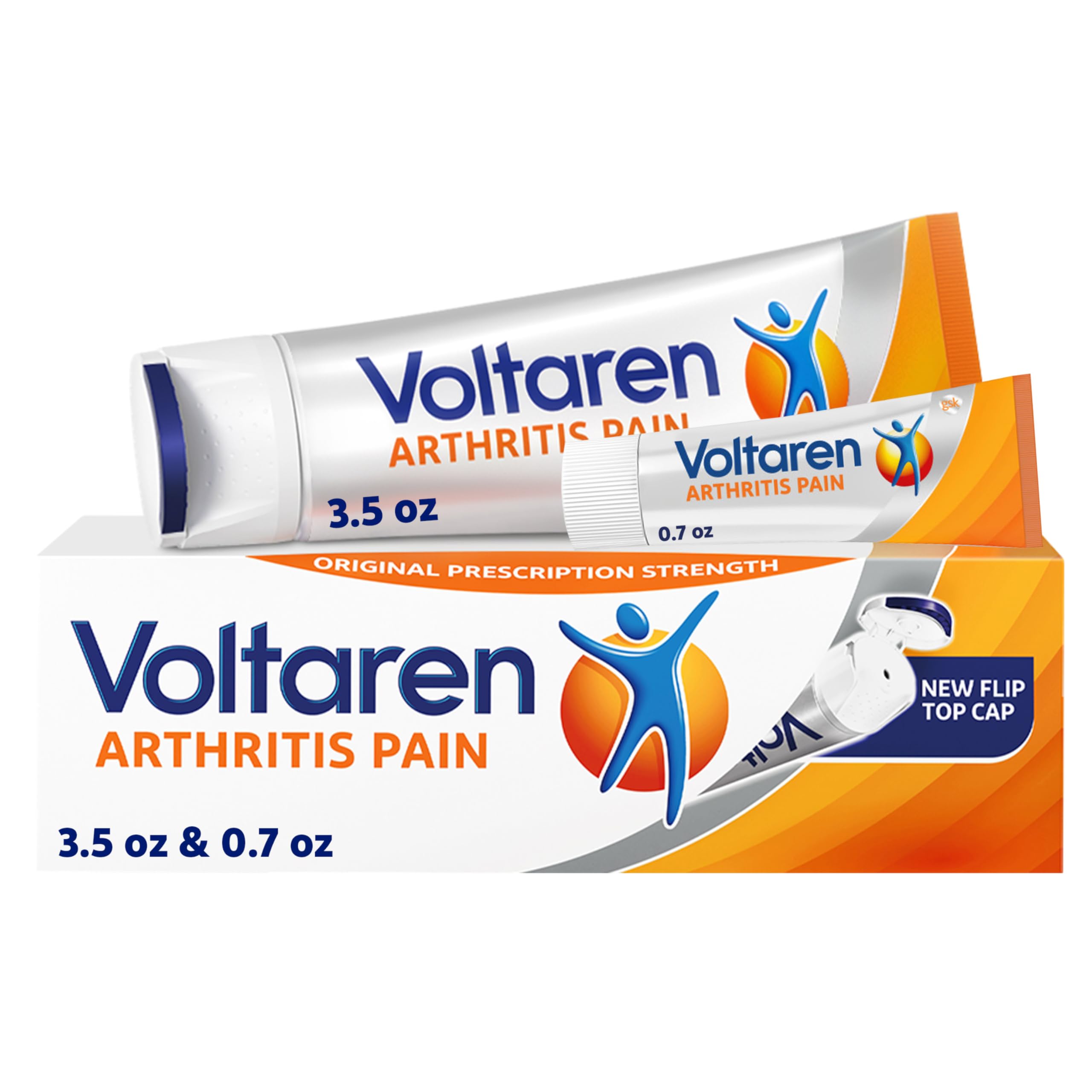 VOLTARENArthritis Pain Gel for Powerful Topical Arthritis Pain Relief - NEW Easy Open Cap - 100 g Tube And 20 g Travel Size Tube