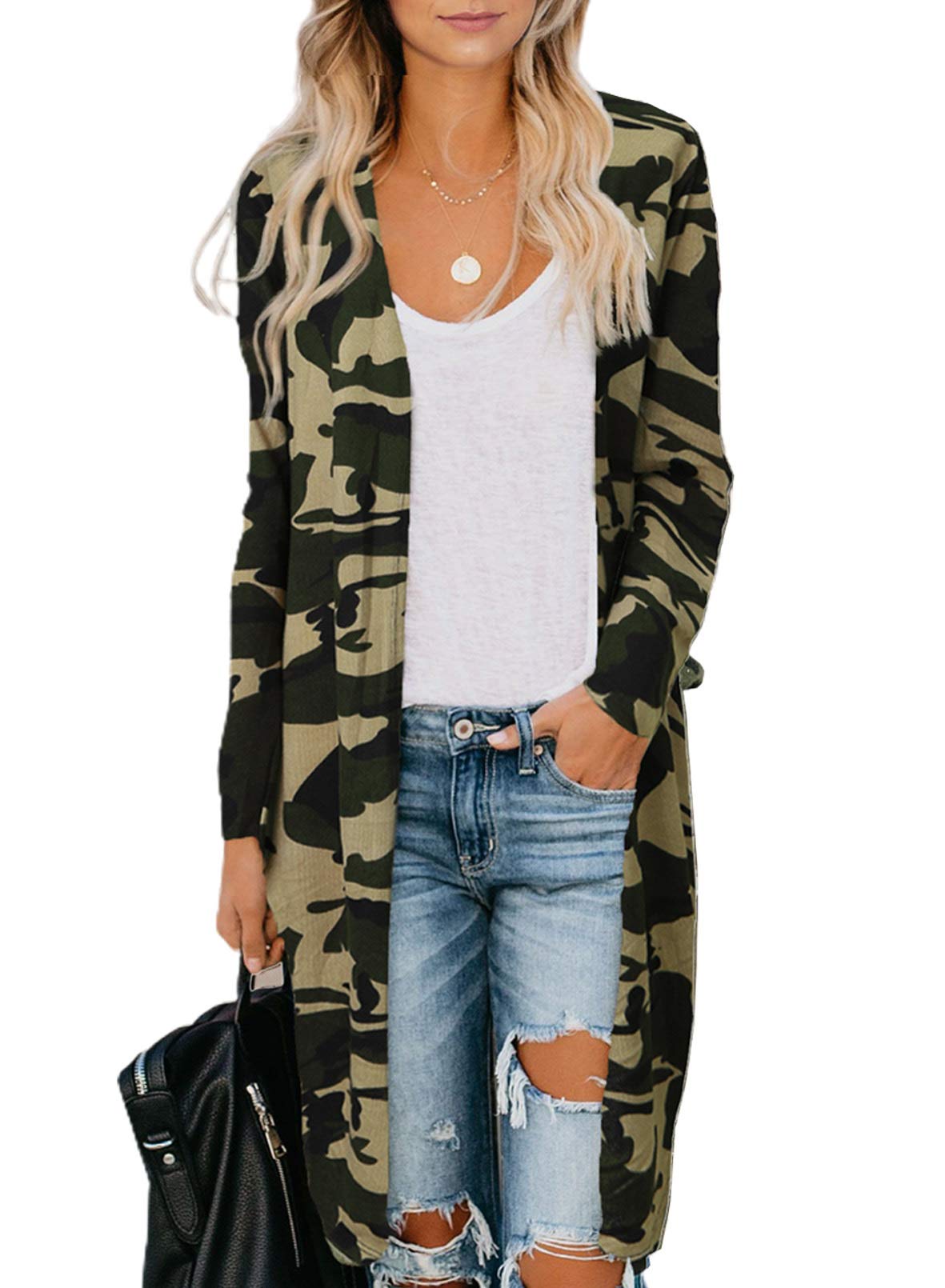 DokotooWomens 2023 Fashion Casual Open Front Printed Cardigans Sweaters Thin Coats Jackets Outerwear