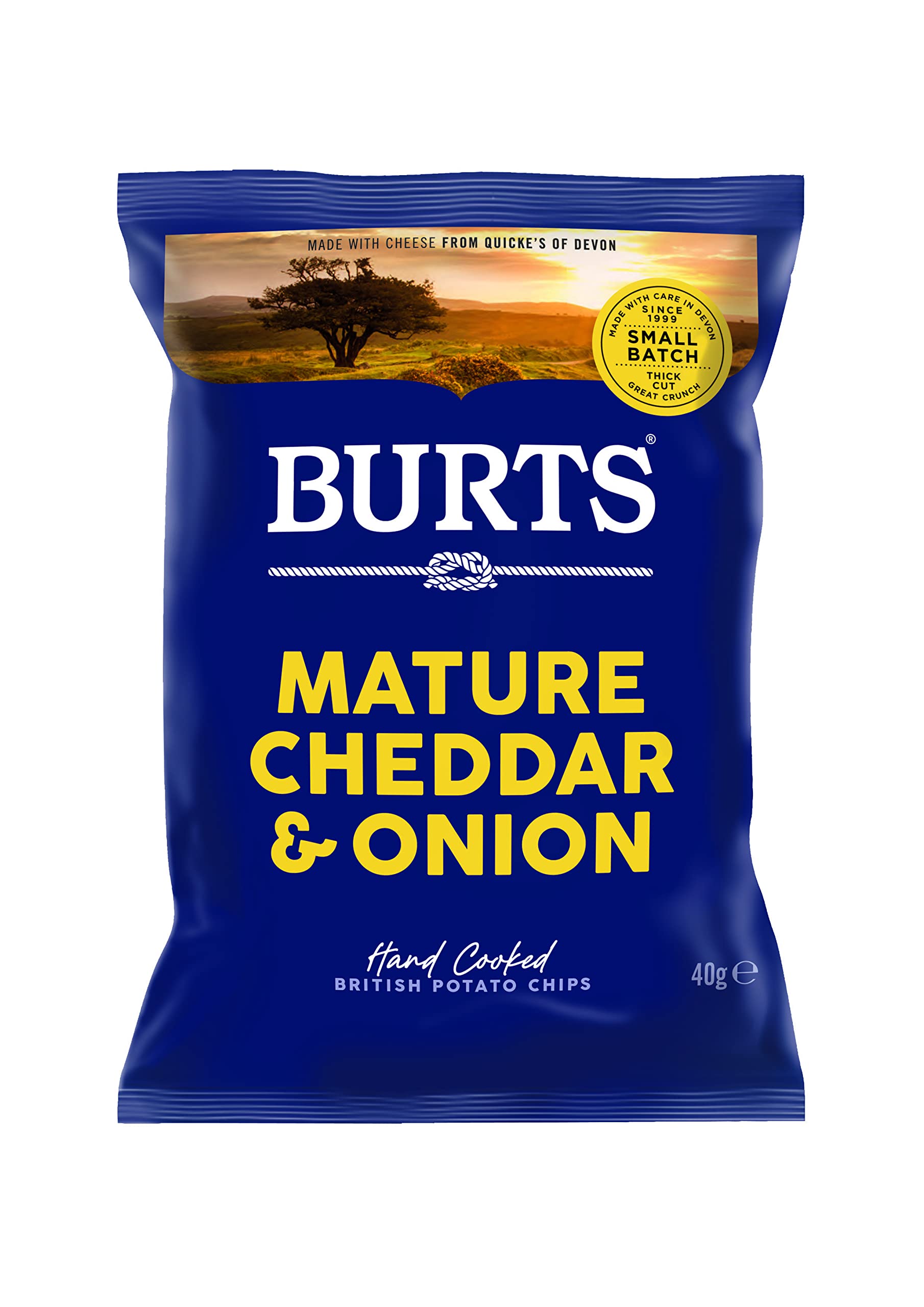 BURTSCrisps Mature Cheddar & Onion 40g | Authentic British Potato Crisps | Gluten Free | Hand Cooked