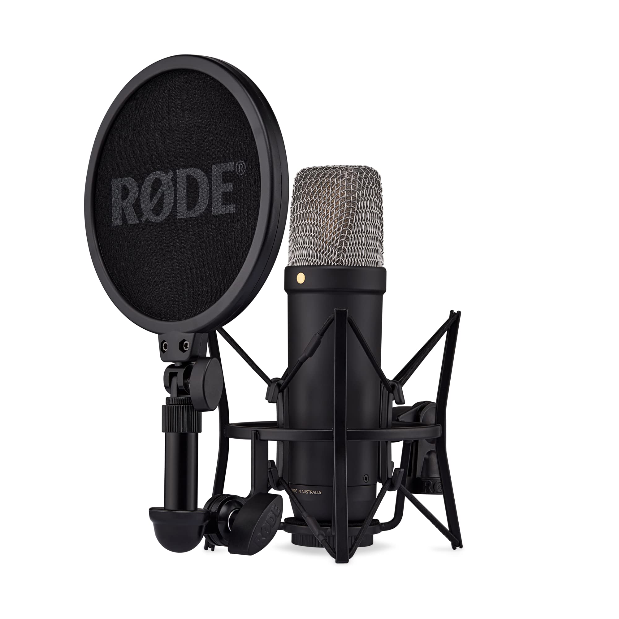 RØDE NT1 5th Generation Large-diaphragm Studio Condenser Microphone with XLR and USB Outputs, Shock Mount and Pop Filter for Music Production, Vocal Recording and Podcasting (Black)