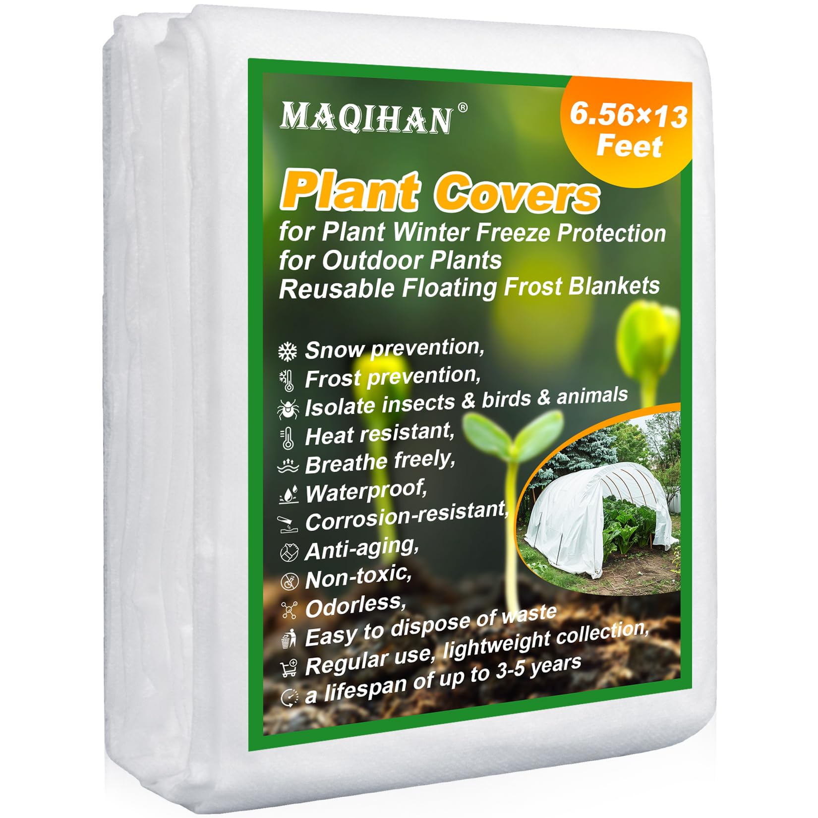 Plant Cover - 6.5 ft x 13 ft Plant Covers Freeze Protection, Winter Plant Covers Freeze Protection, Reusable Floating Row Cover Frost Blankets for Outdoor Plants Frost Cloth Garden Row Covers