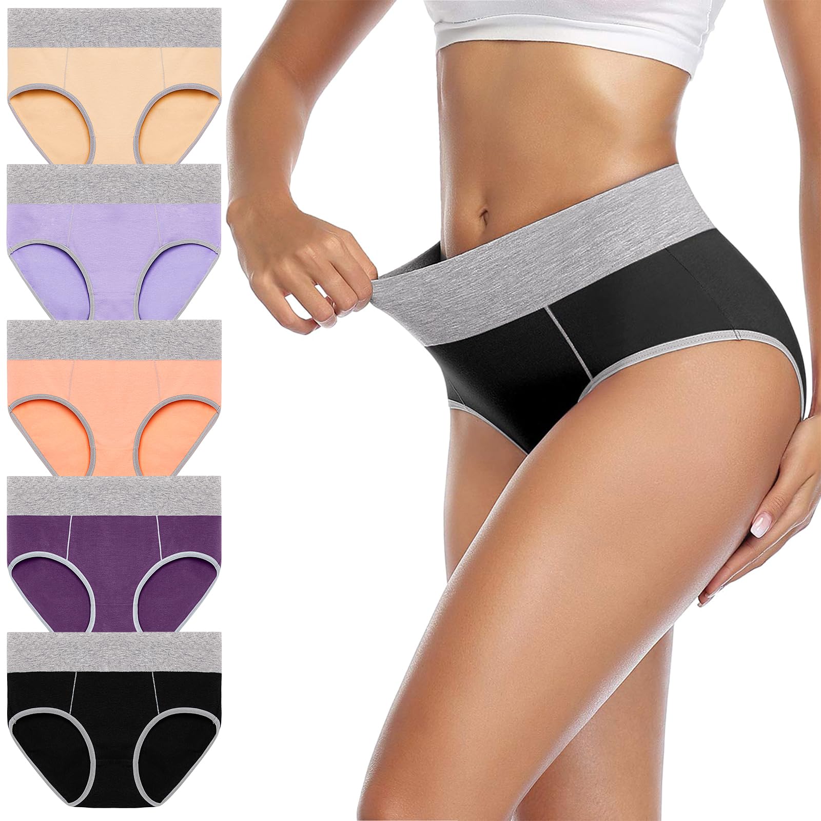 Womens Underwear, Cotton Panties Soft Comfy Stretch Ladies Underwear Hipster Briefs Regular & Plus Size