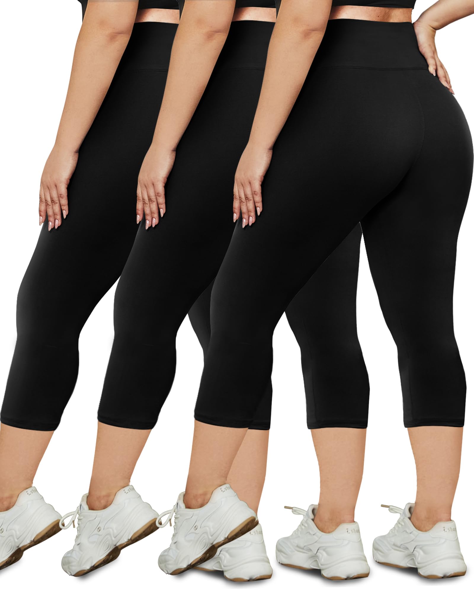 HLTPRO3 Pack Plus Size Leggings for Women(X-Large - 4X)- High Waist Stretchy Buttery Soft Pants for Workout Running Yoga