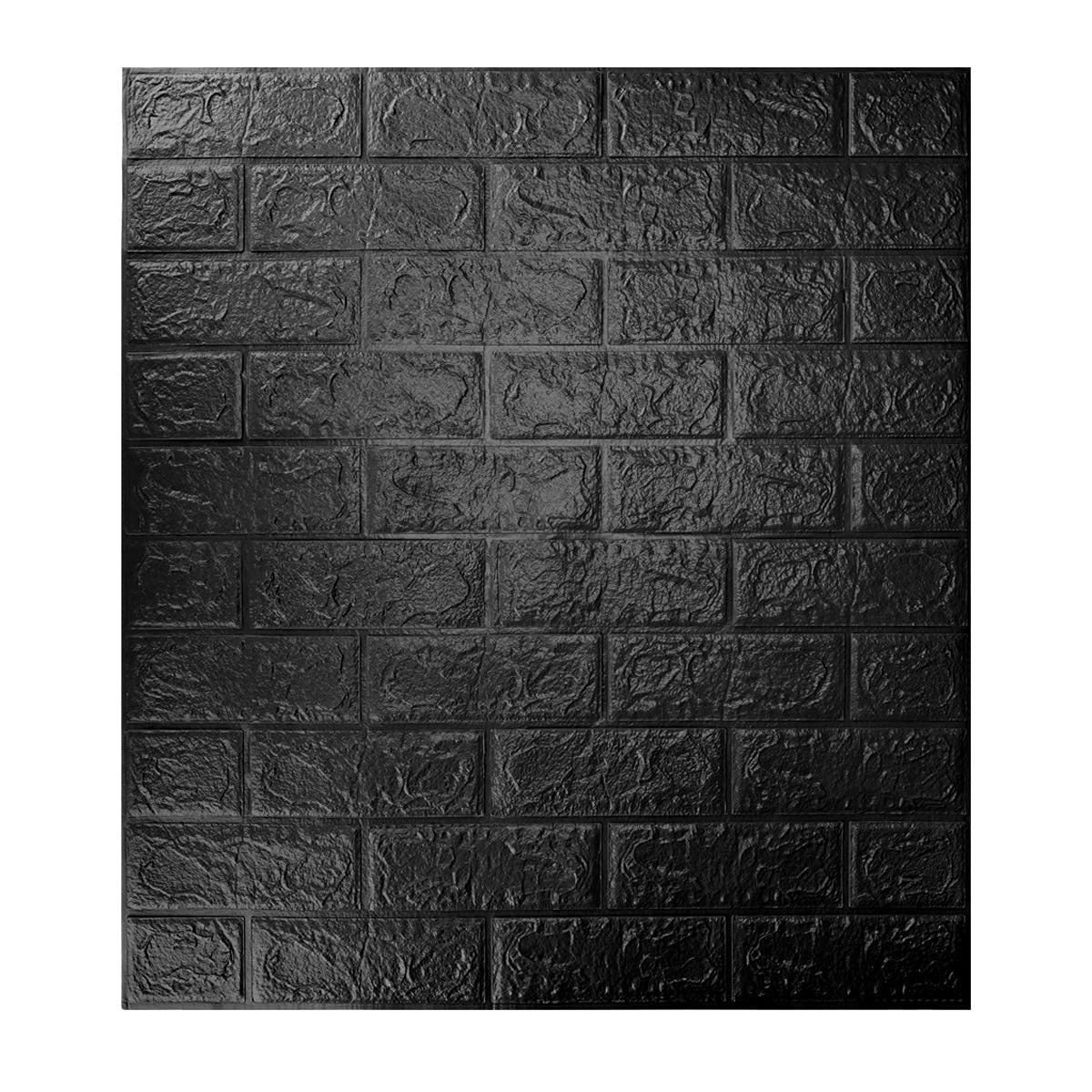 ZANIC 3D White Brick Wallpaper for Wall PE Foam Wall Stickers Self Adhesive DIY Wall Decor (70 x 77cm, Appx. 29Sq Feet) (5 Pcs, Black)