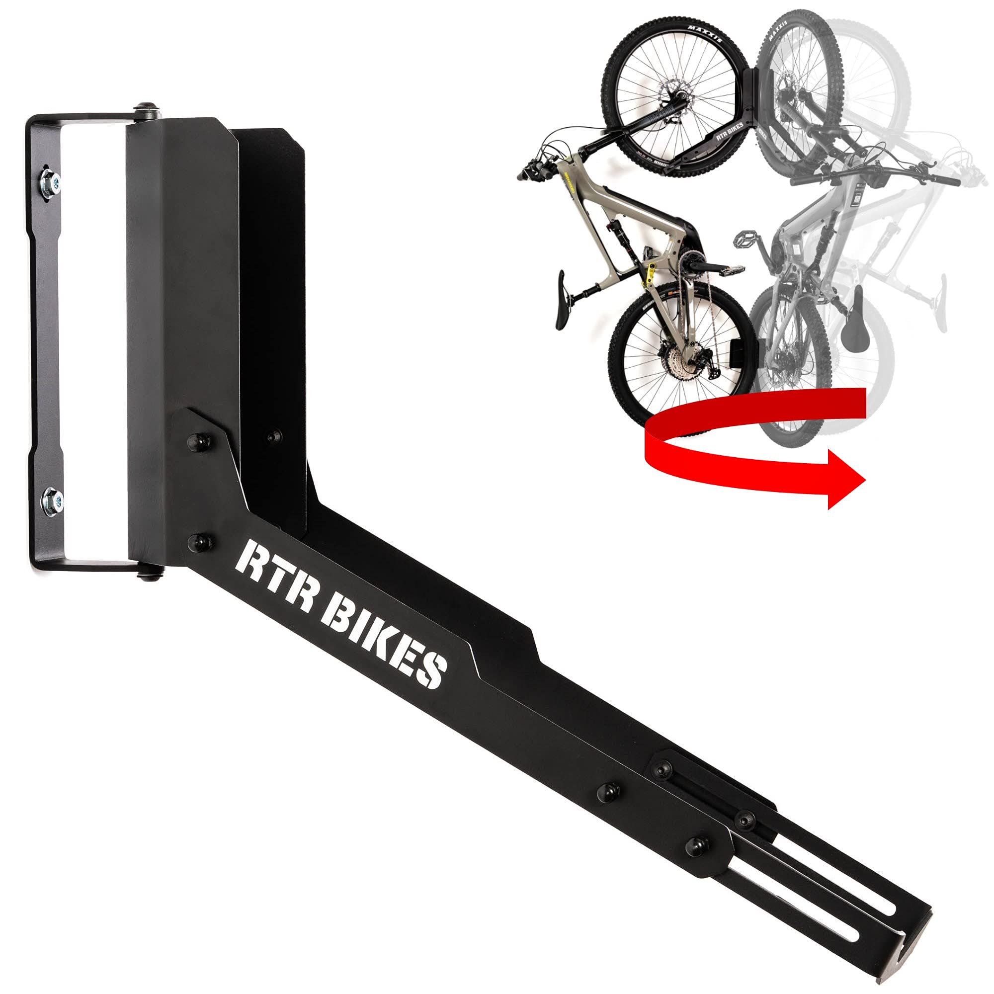 RTR BIKES Kranked Twist Professional Hanger/Wall Mount Bicycle Swivel Bracket - Ideal for Garages or Bicycle Shops