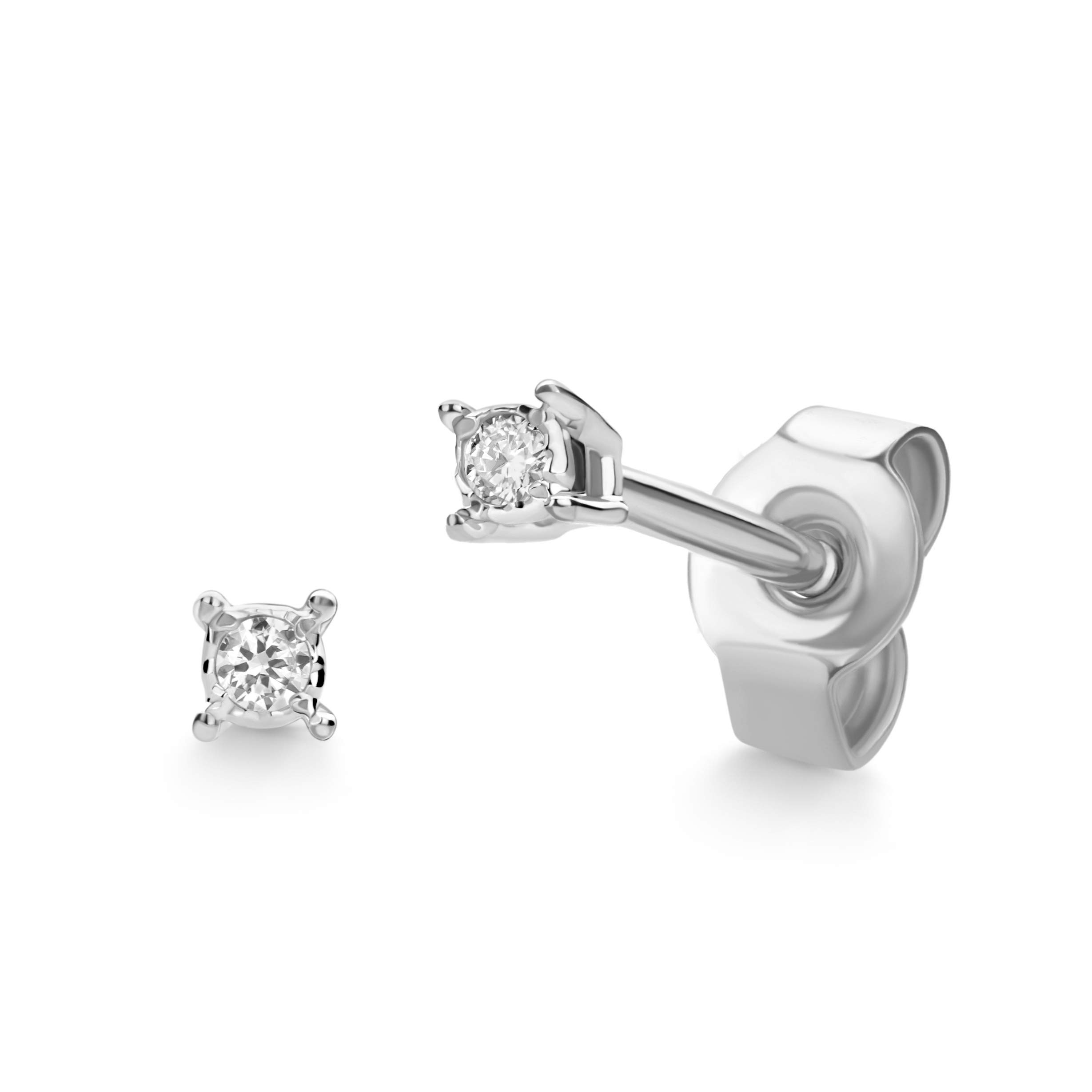 Women Stud earrings 9 ct/375 White Gold With Brilliant Cut Diamonds