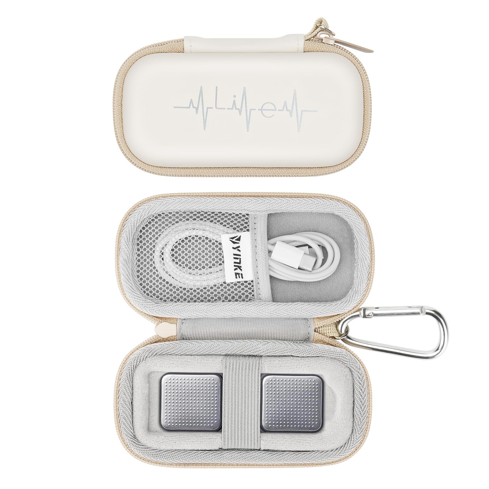 YinkeCase for AliveCor Kardia Mobile Heart Monitor EKG/Wireless 6-Lead EKG, Travel Case Protective Cover Storage Bag (White)