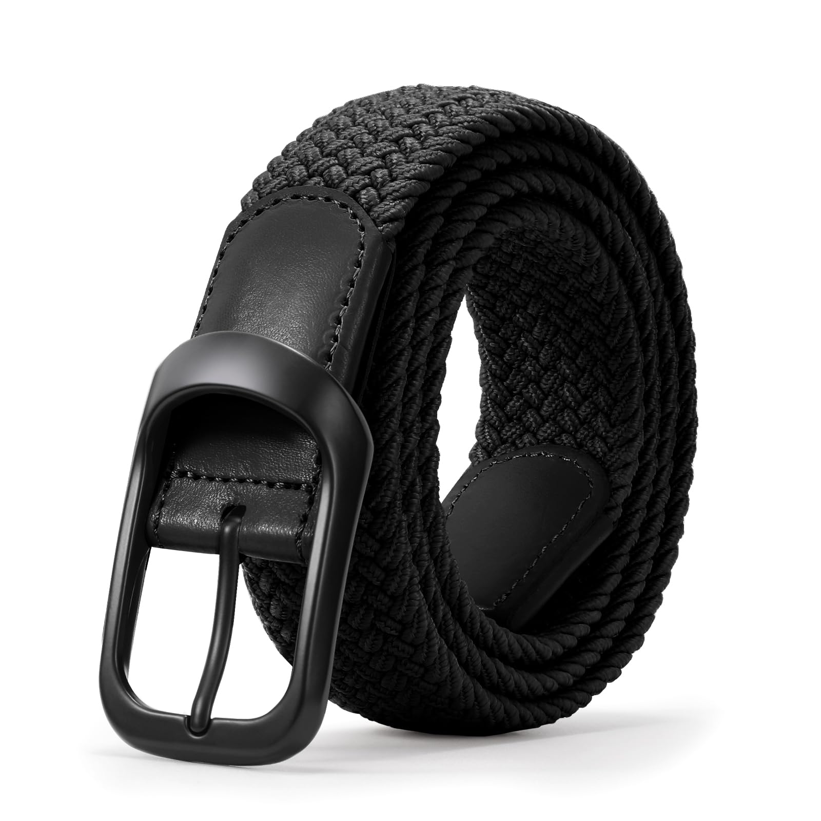 JASGOODElastic Braided Woven Stretch Belt for Men 1 3/8 Casual Belt Golf Belt for Jeans Pants