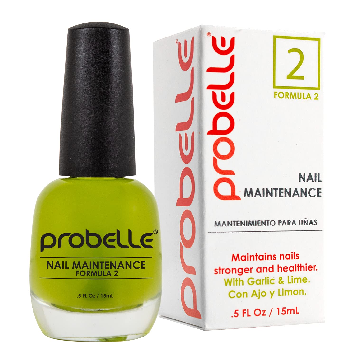 ProbelleNail Maintenance Formula 2, Nail Hardener and Strengthener for soft, brittle, and splitting nails - Reinforces, protects, conditions, strengthens, grows fingernails 5 fl oz/ 15 mL