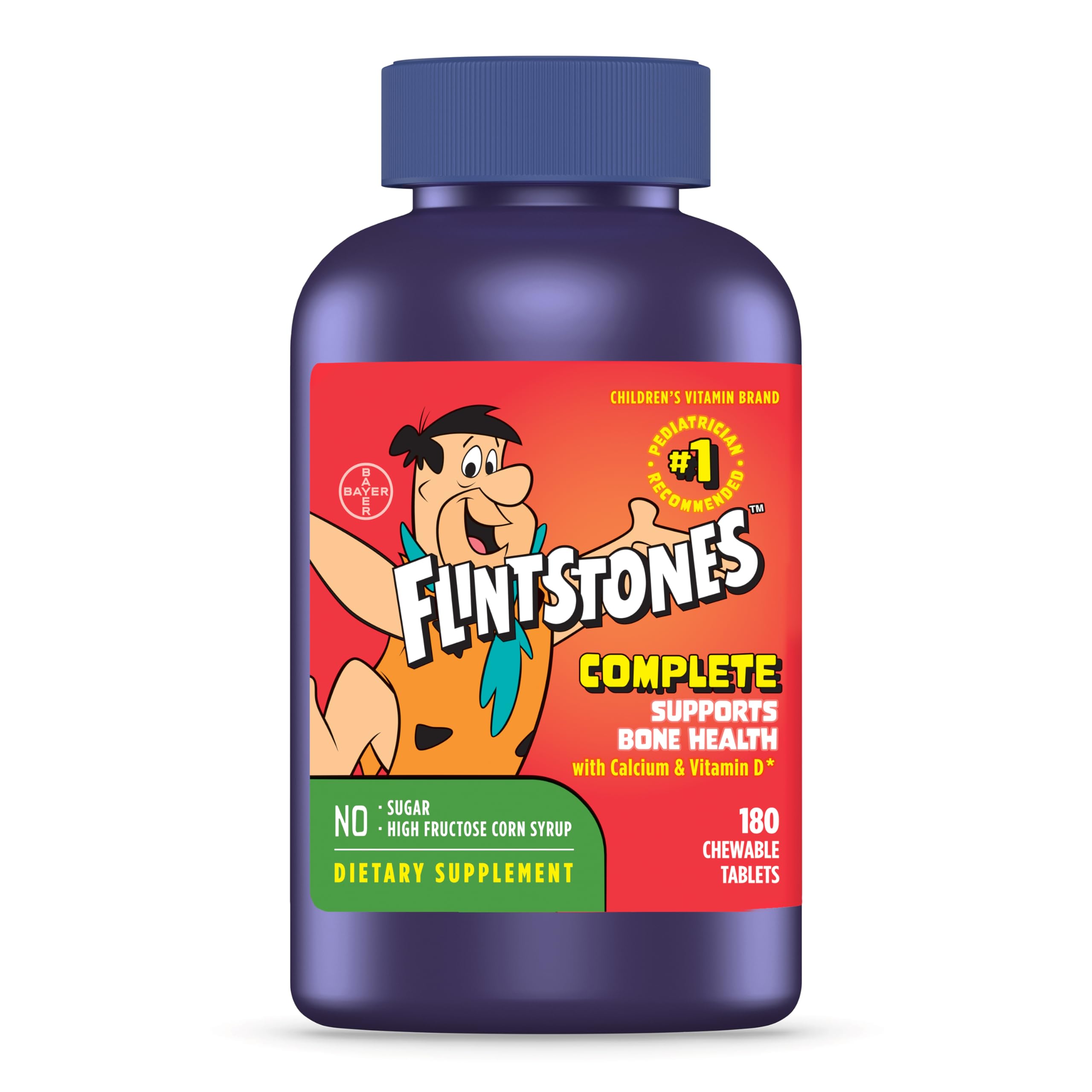 Flintstones VitaminsChewable Kids Vitamins, Complete Multivitamin for Kids and Toddlers with Iron, Calcium, Vitamin C, Vitamin D & more, 180 count (Packaging May Vary)