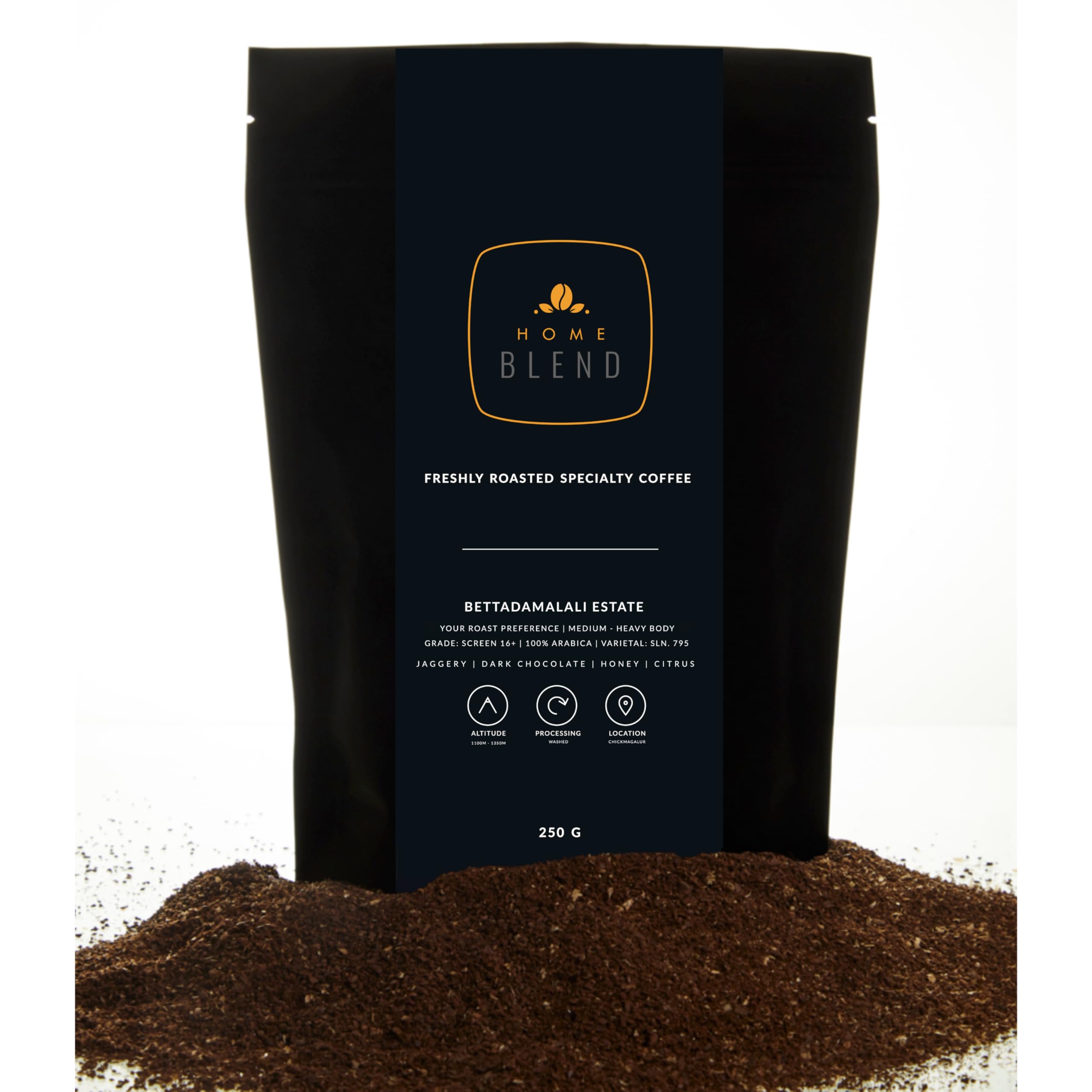 Home Blend Coffee Roasters - Grounded Coffee - Bettadamalali Estate (Dark Roast, French Press)