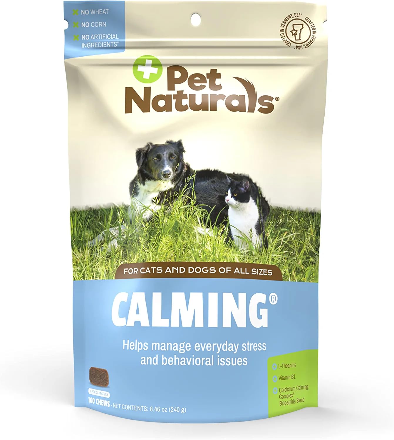 Pet Naturals of Vermont - Calming, Behavioral Support Supplement for Dogs and Cats, 160 Bite Sized Chews