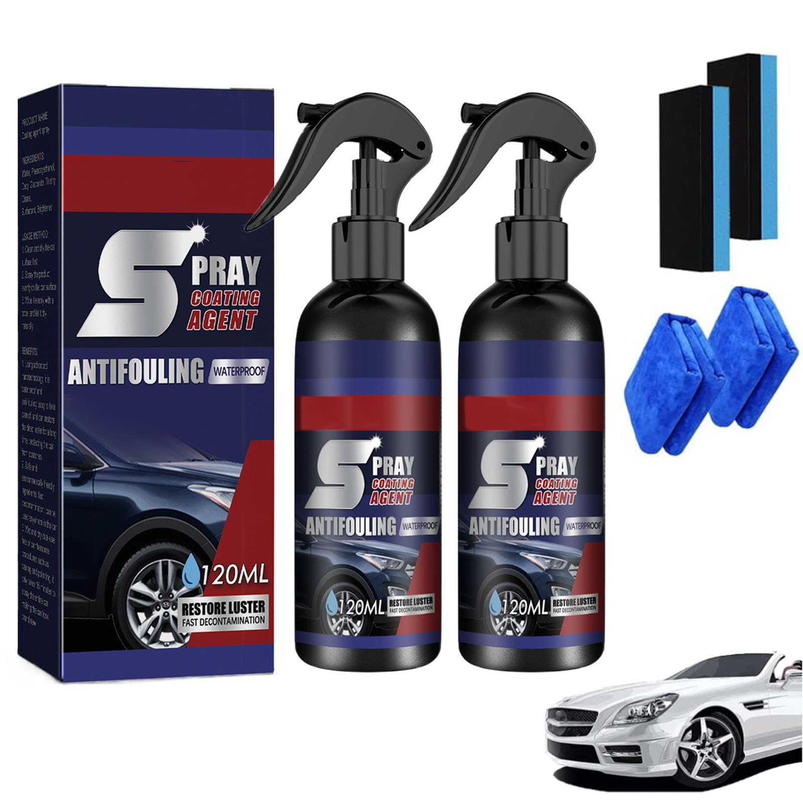 MAKINGTECCoating Renewal Agent, 2 Pcs Car Nano Repairing Spray, Coating Agent Spray, Car Coating Wax Polishing Spray, Nano Crystal Coating Agent, Fast Fine Scratch Repair