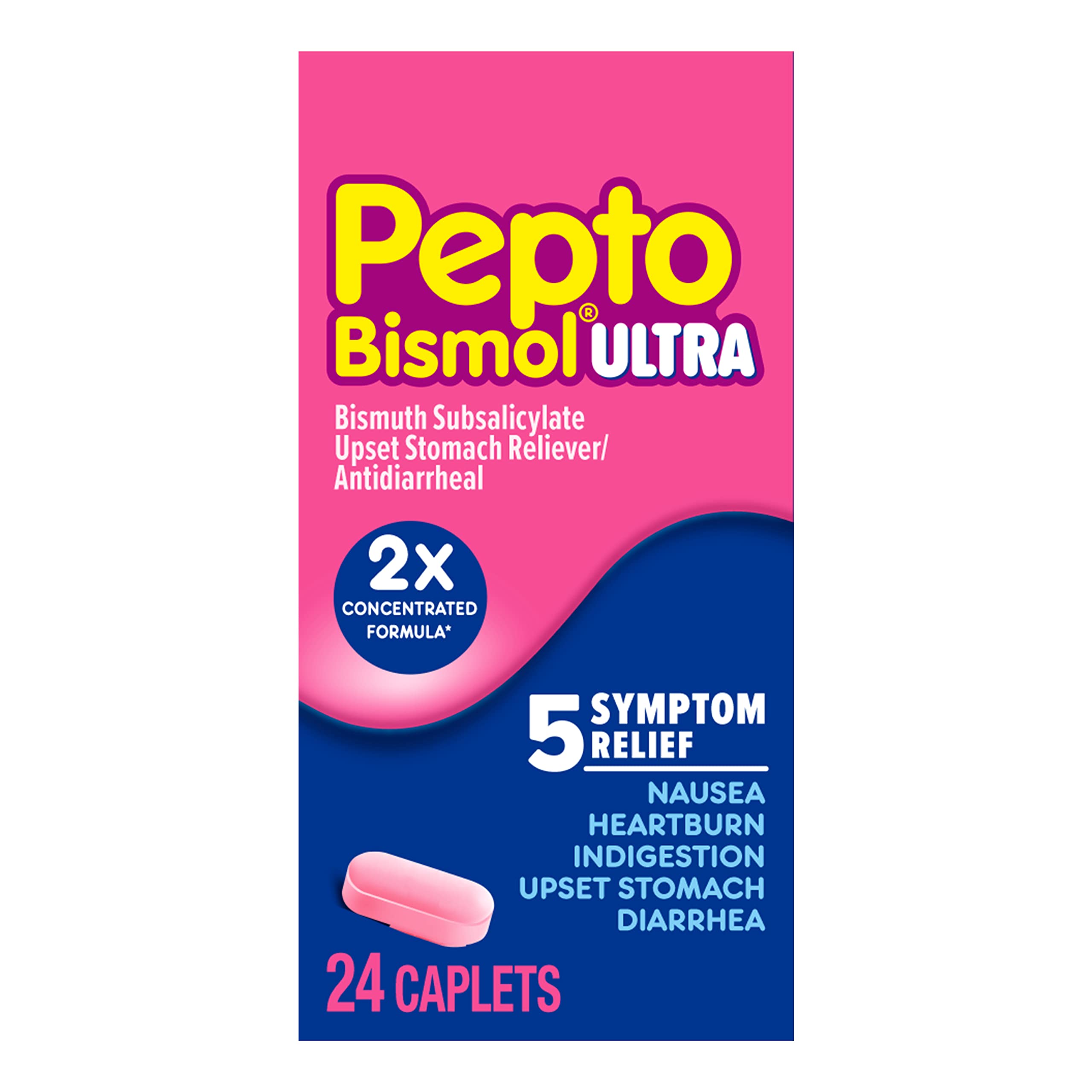 Pepto Bismol Ultra For Nausea Heartburn Indigestion Upset Stomach And Diarrhea Relief,24 Caplets