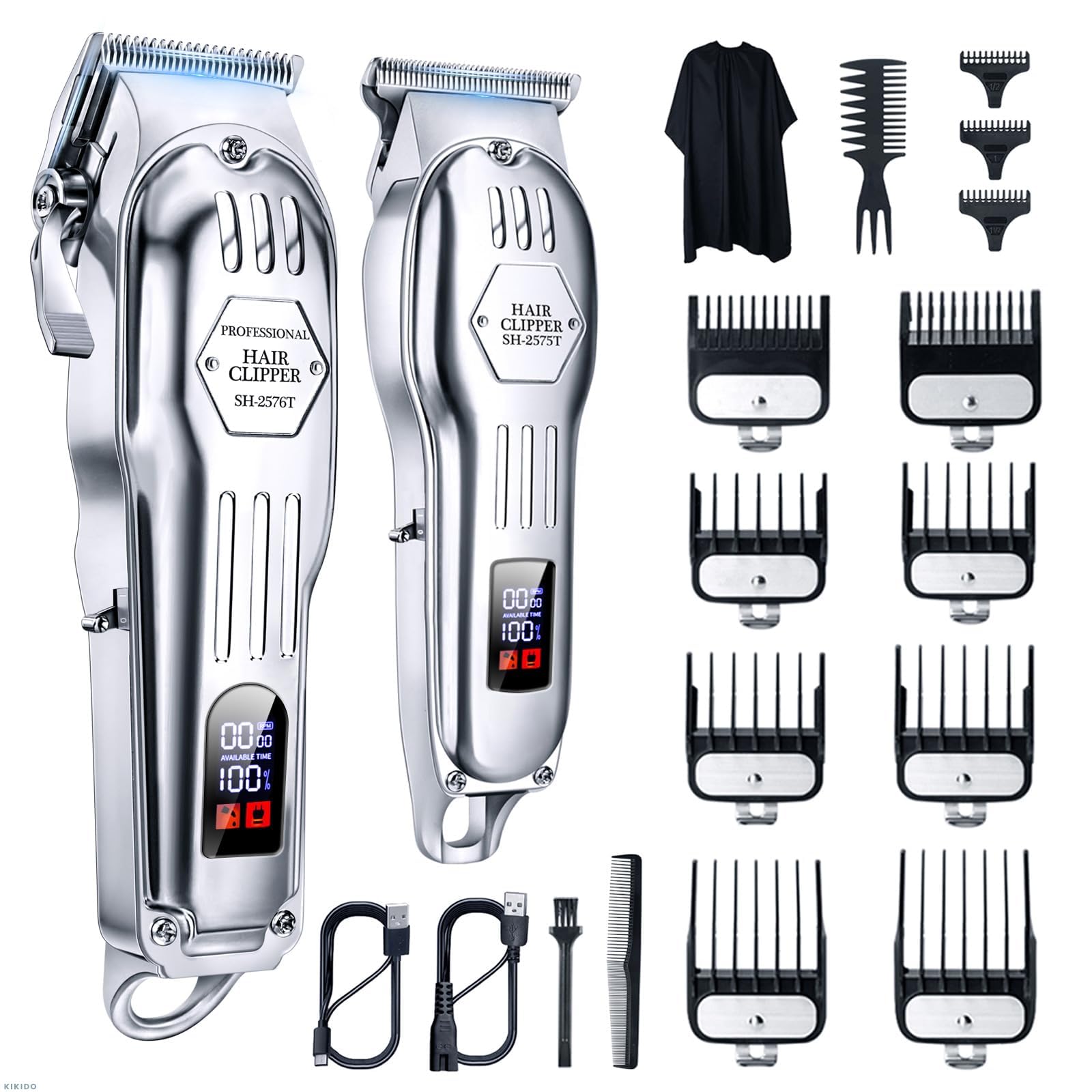 KNCANEO Professional Hair Clippers and Trimmers Set for Men, Waterproof Cordless Hair Trimmer, Rechargeable Electric Barber Clippers for Men Haircut, Wireless LCD Display