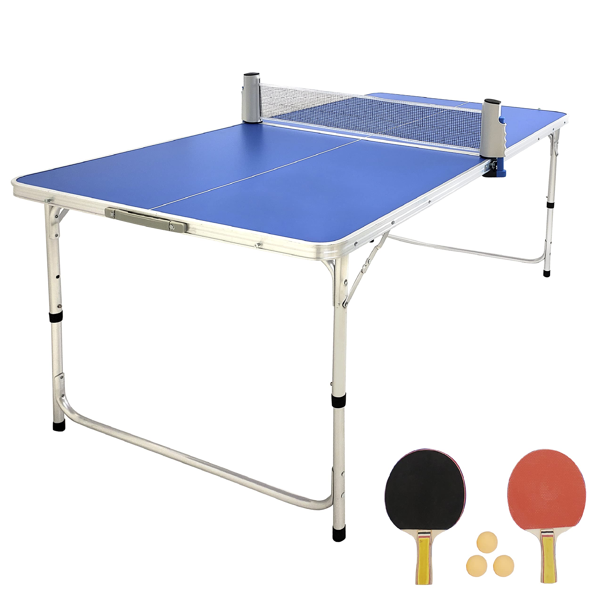 Small Mini Kids Ping Pong Table Tennis – Space Saving & Easy Storage – Includes (2) Regulation Paddles (3-4) Balls and (1) Net. No Assembly Required Start Playing Immediately