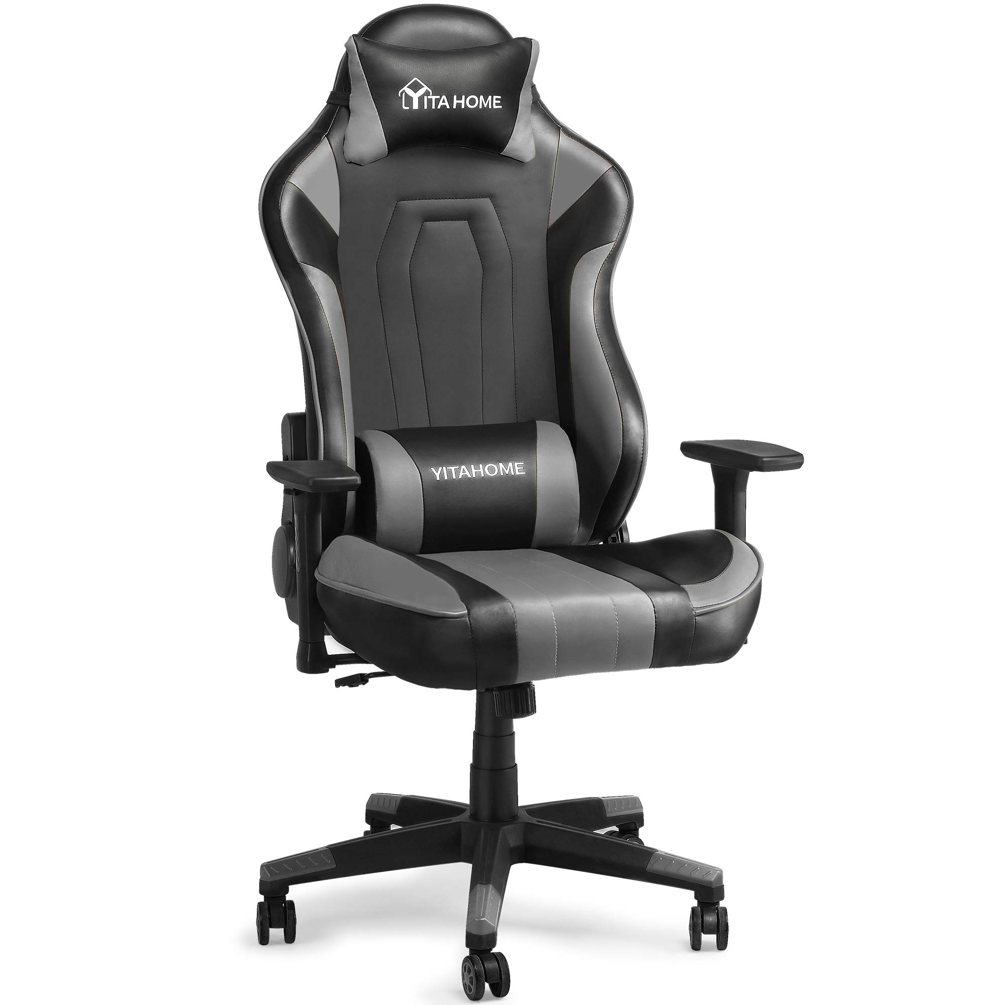 YITAHOME Massage Gaming Chair Big and Tall Heavy Duty 350lbs Ergonomic Video Game Chair High Back Office Computer Chair Racing Style with Headrest and Lumbar Support,Black