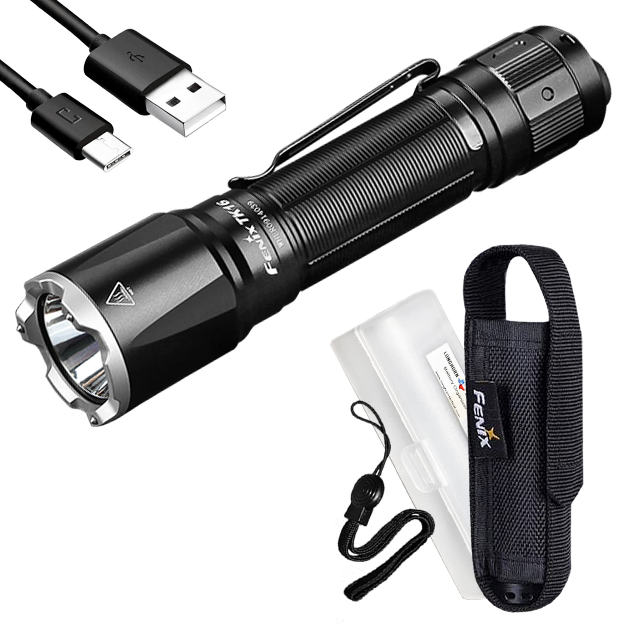 FenixTK16 v2.0 Tactical Flashlight, 3100 Lumen Long Throw, USB-C Rechargeable, with LumenTac Organizer