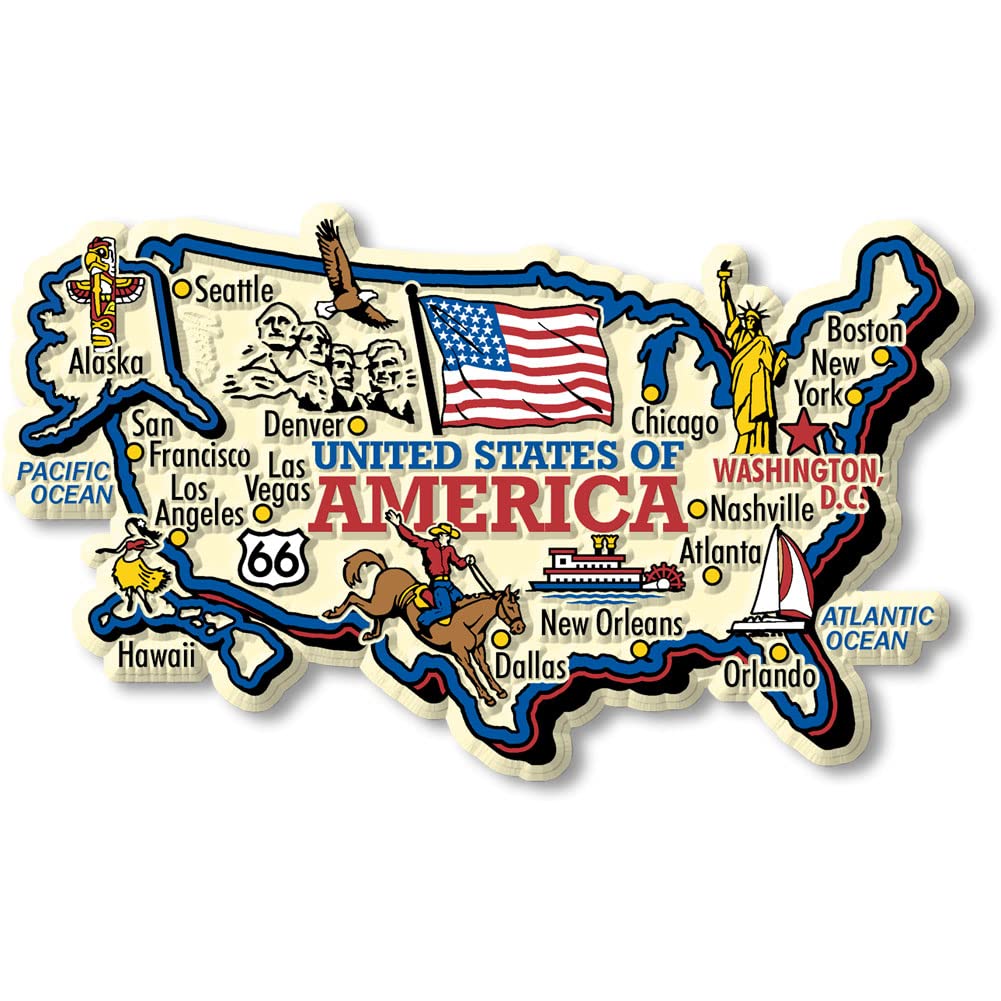 Classic Magnets Made with Pride in the USA United States Jumbo Country Map by Collectible Souvenirs