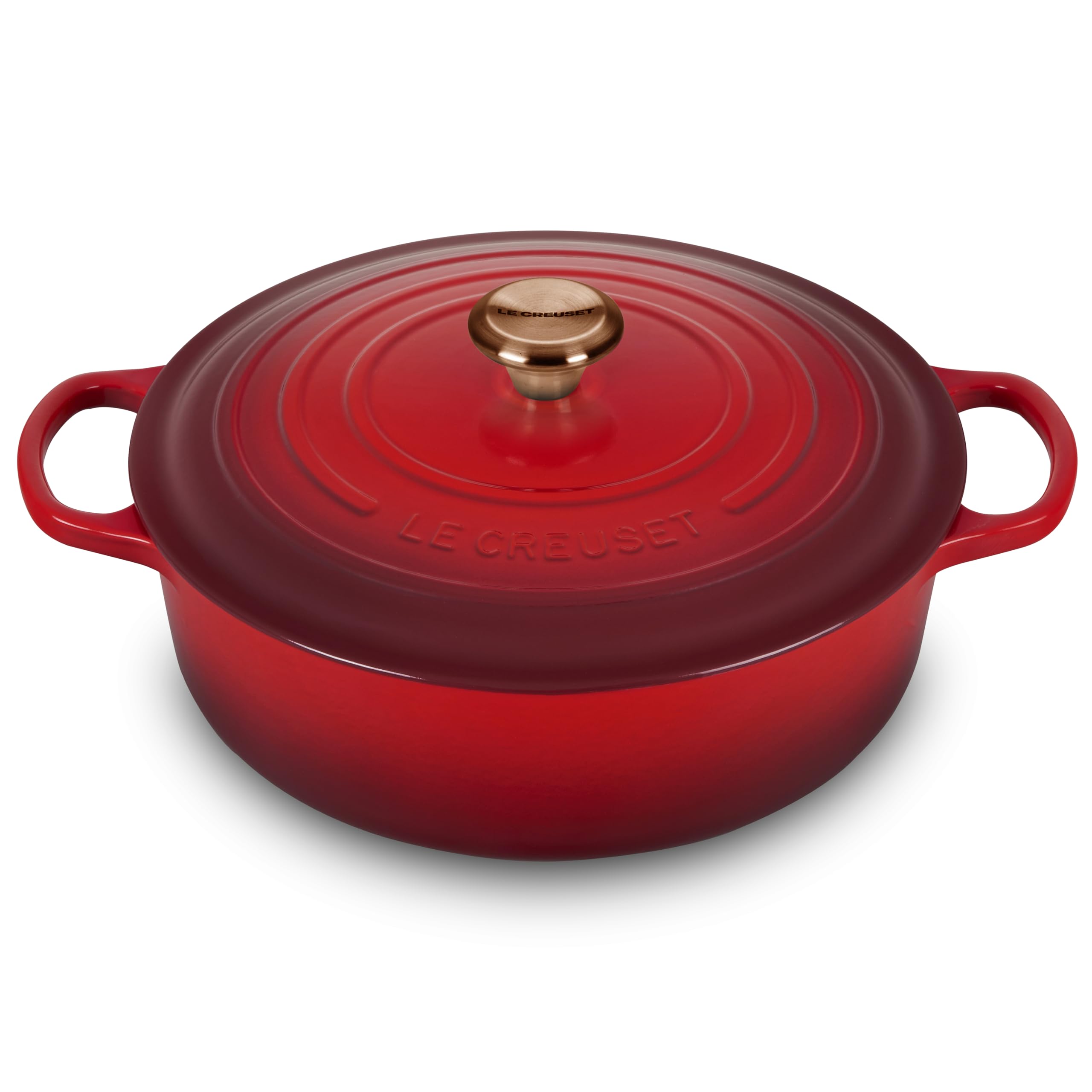 Le Creuset Signature 6.75-quart Round Wide Oven with Copper Knob - Enameled Cast Iron (Cerise)