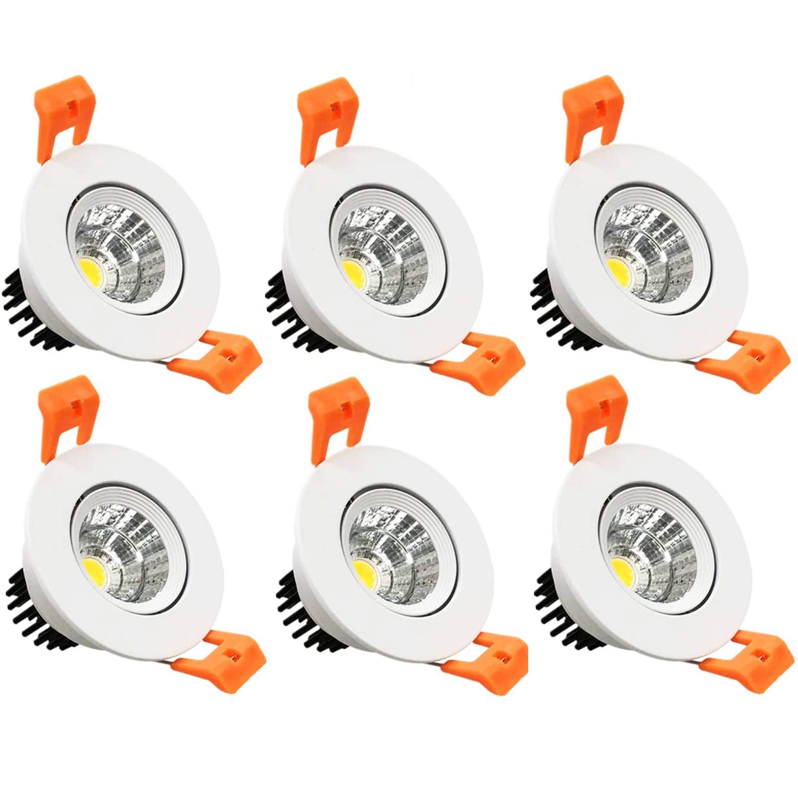 inShareplus 2 Inch LED Downlight, 3W Recessed Lighting COB Dimmable, 3000K Warm White, CRI80, LED Ceiling Lights with LED Driver, 6 Pack