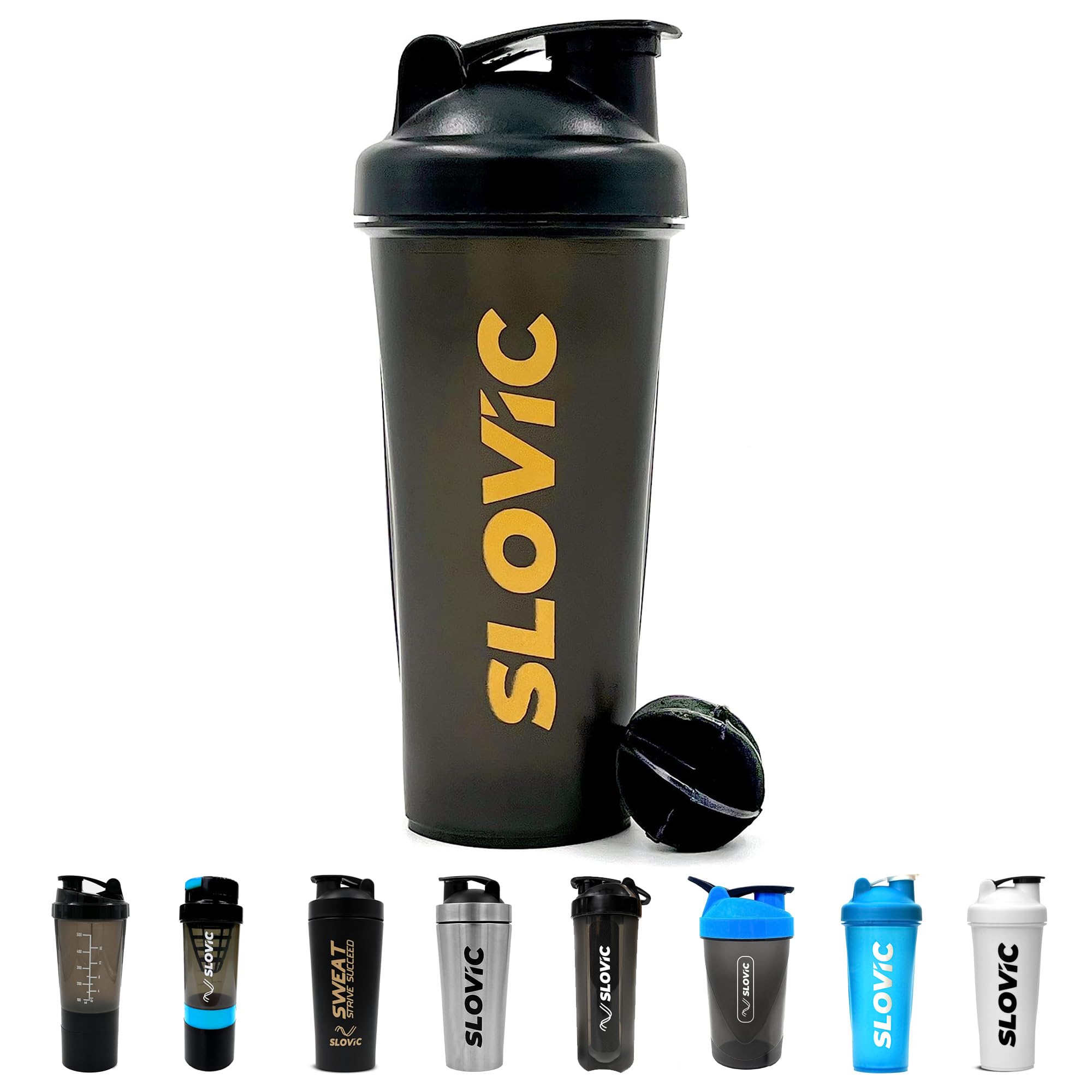 SLOVIC Shakers for Protein Shake, Plastic Free Gym Bottles for Men, Odor free Protein Shaker Bottles for Protein Shake, Leakproof Gym Shaker Bottle