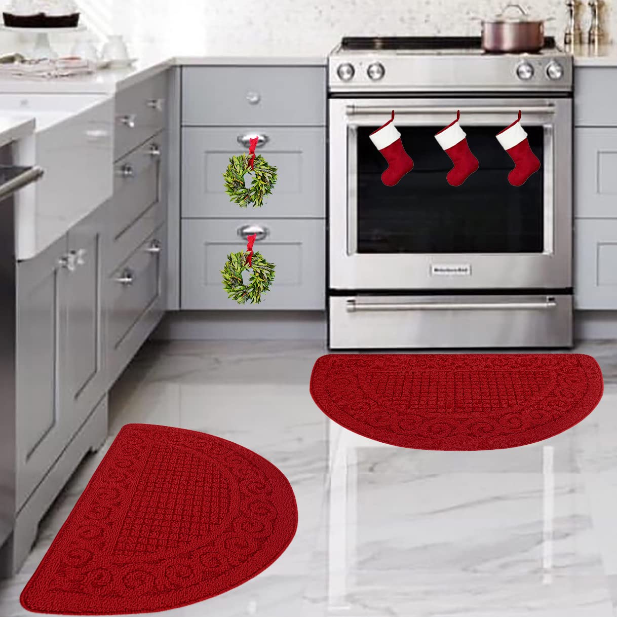 Red Kitchen Mats 2 Pack