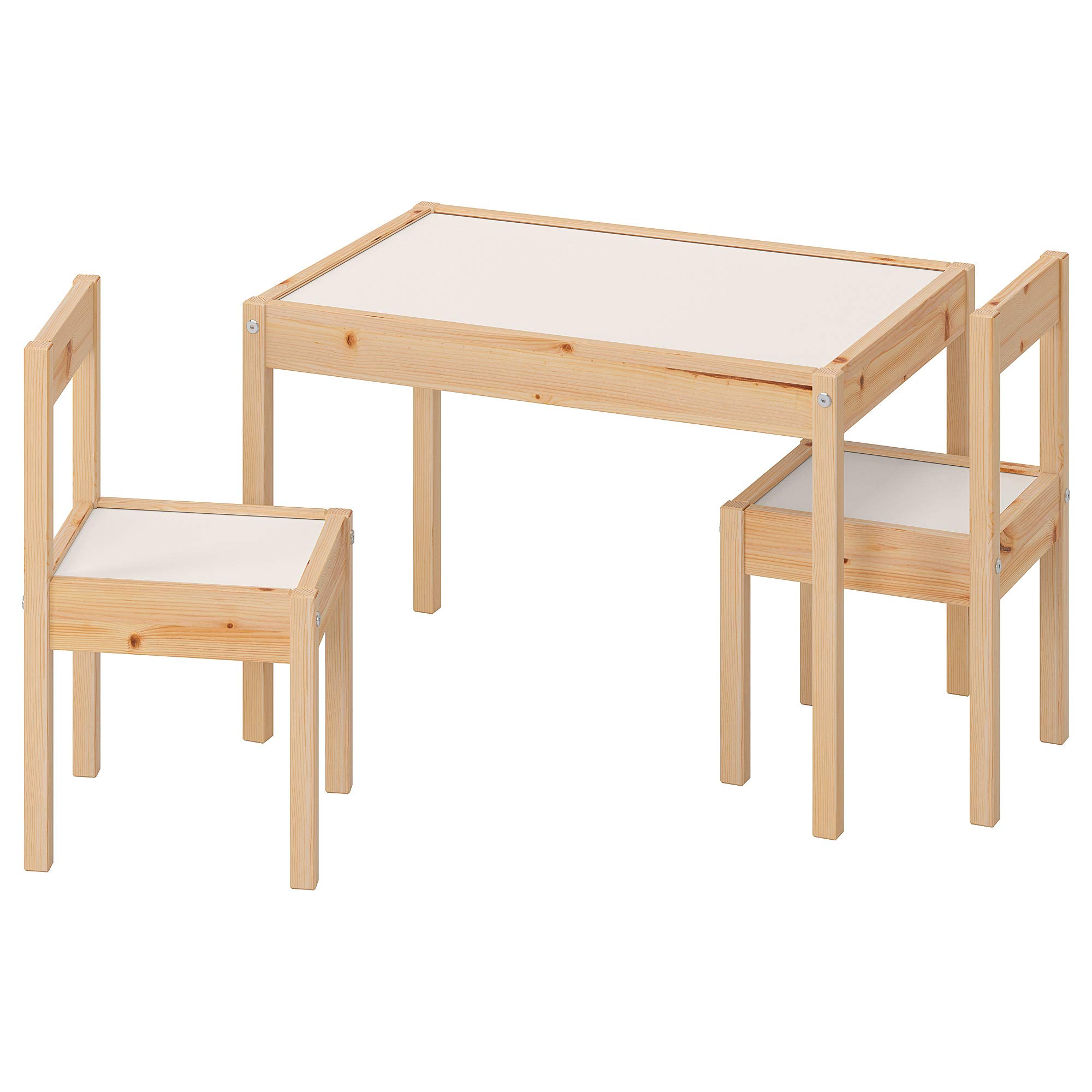 IKEALÄTT children's table with 2 chairs, white/pine