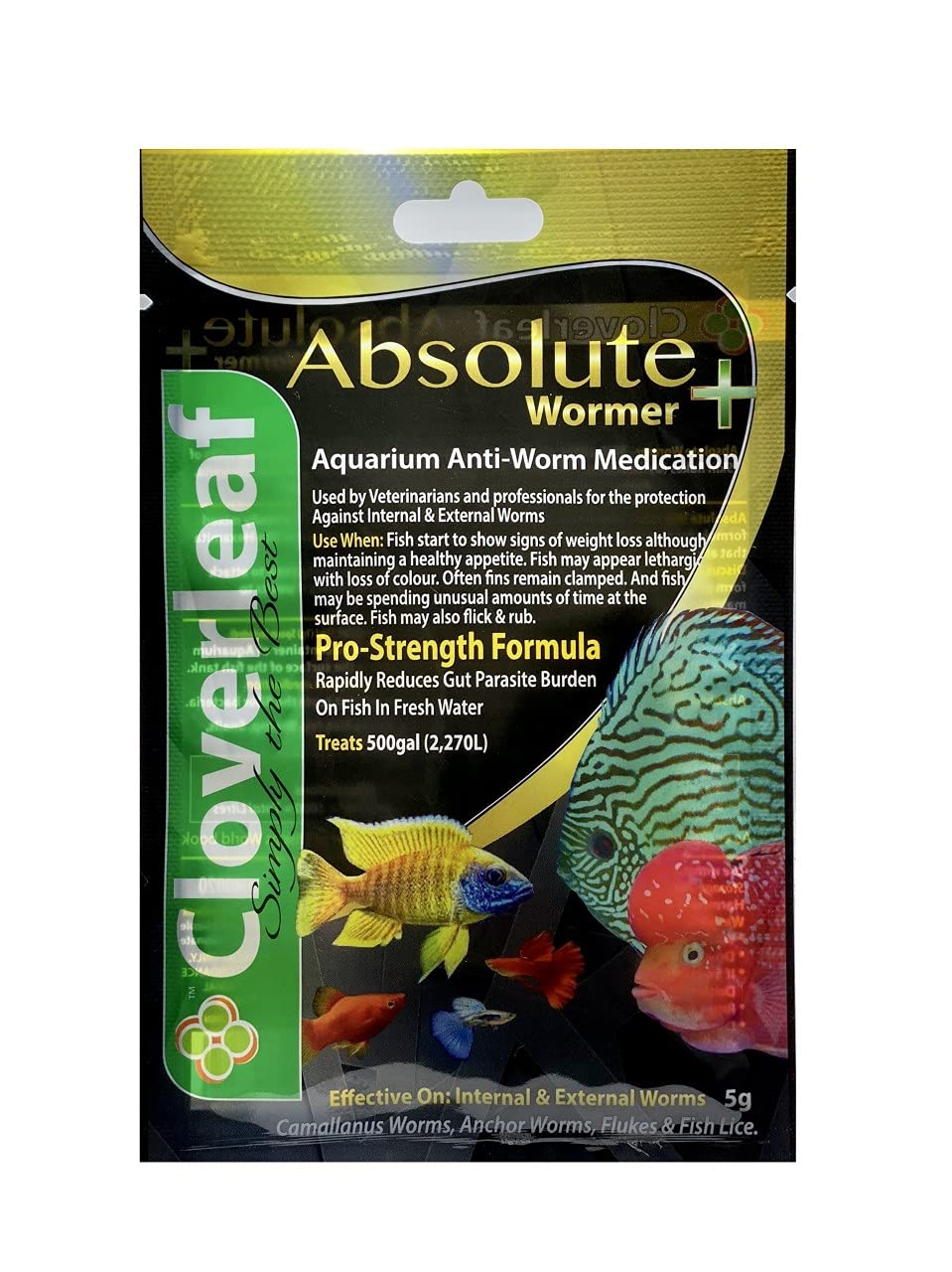 Plymouth Discus Product WORMER Plus - Freshwater and Saltwater Fish Powder Medication. With parasites and Flukes. (5G - Treats 600 GALLONS)