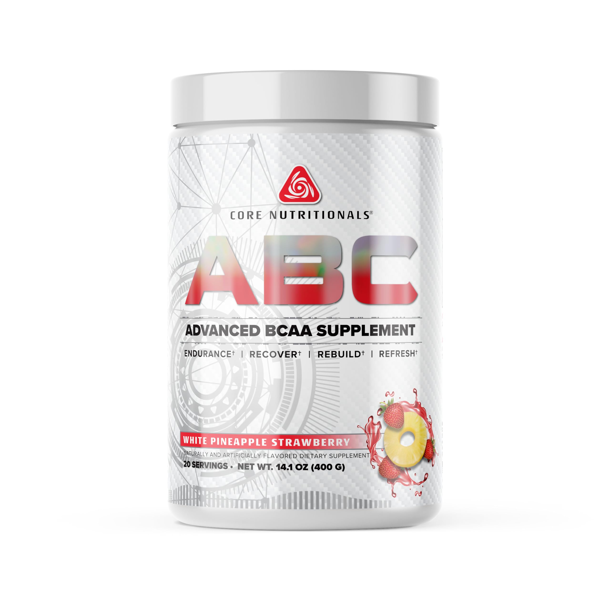 Core NutritionalsPlatinum ABC Advanced Intra-Workout BCAA Supplement with 2.5 G Glutamine, Beta Alanine, Citrulline Malate, 20 Servings (White Pineapple Strawberry)