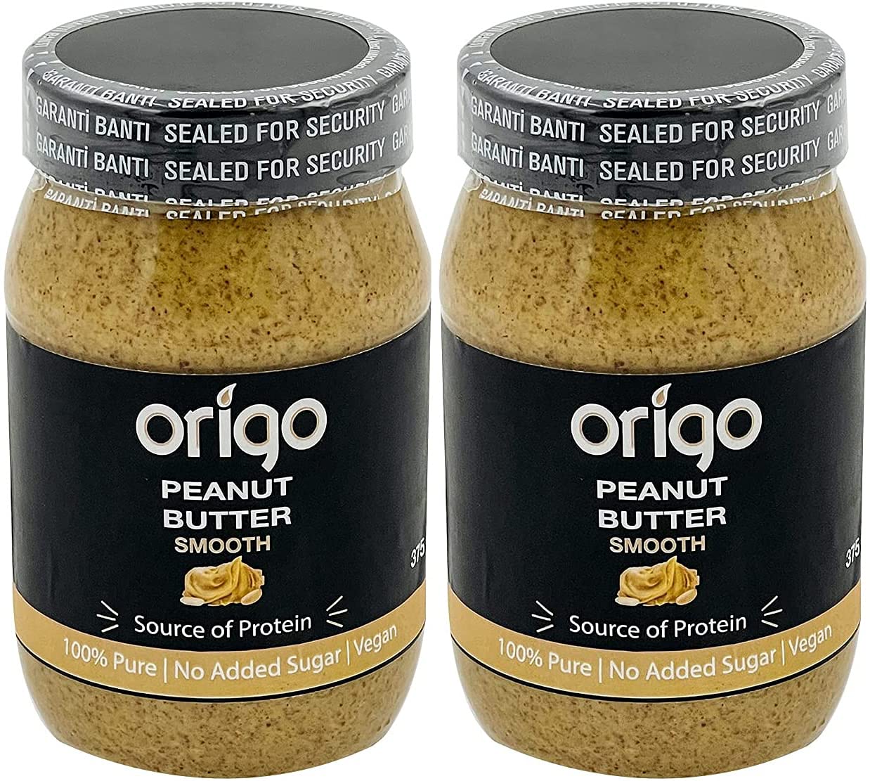 Origo Peanut Butter 750gr (375gr x 2 Glass JAR) | Non-GMO, Gluten Free, Vegan, bpa-free | low salt, no sugar