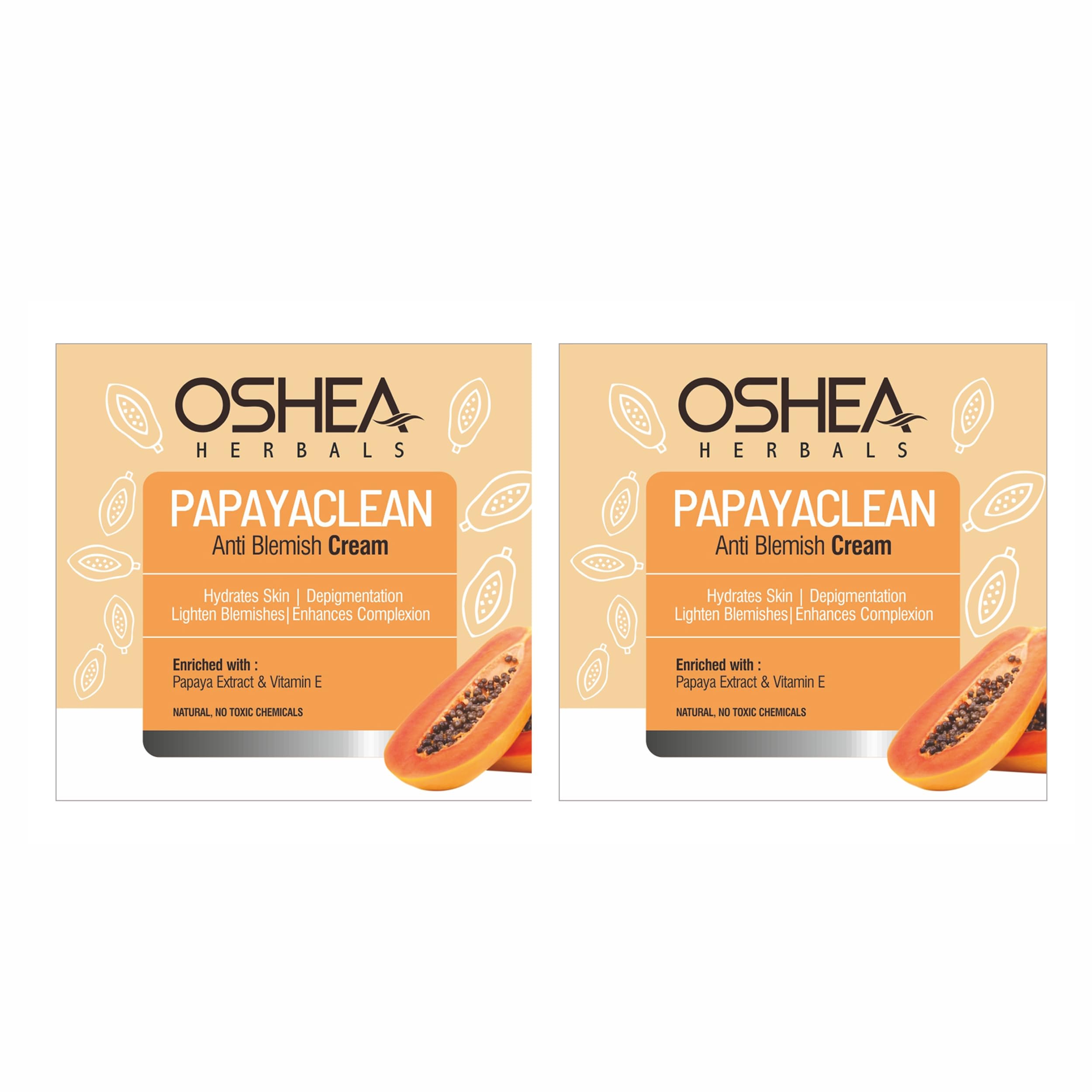 Oshea Herbals Papayaclean Anti Blemish Face Cream For All Skin Types | Hydrates, Removes Dark Spots & Blemishes | with Papaya Extract & Vitamin E - 50 g… (Pack of 2)