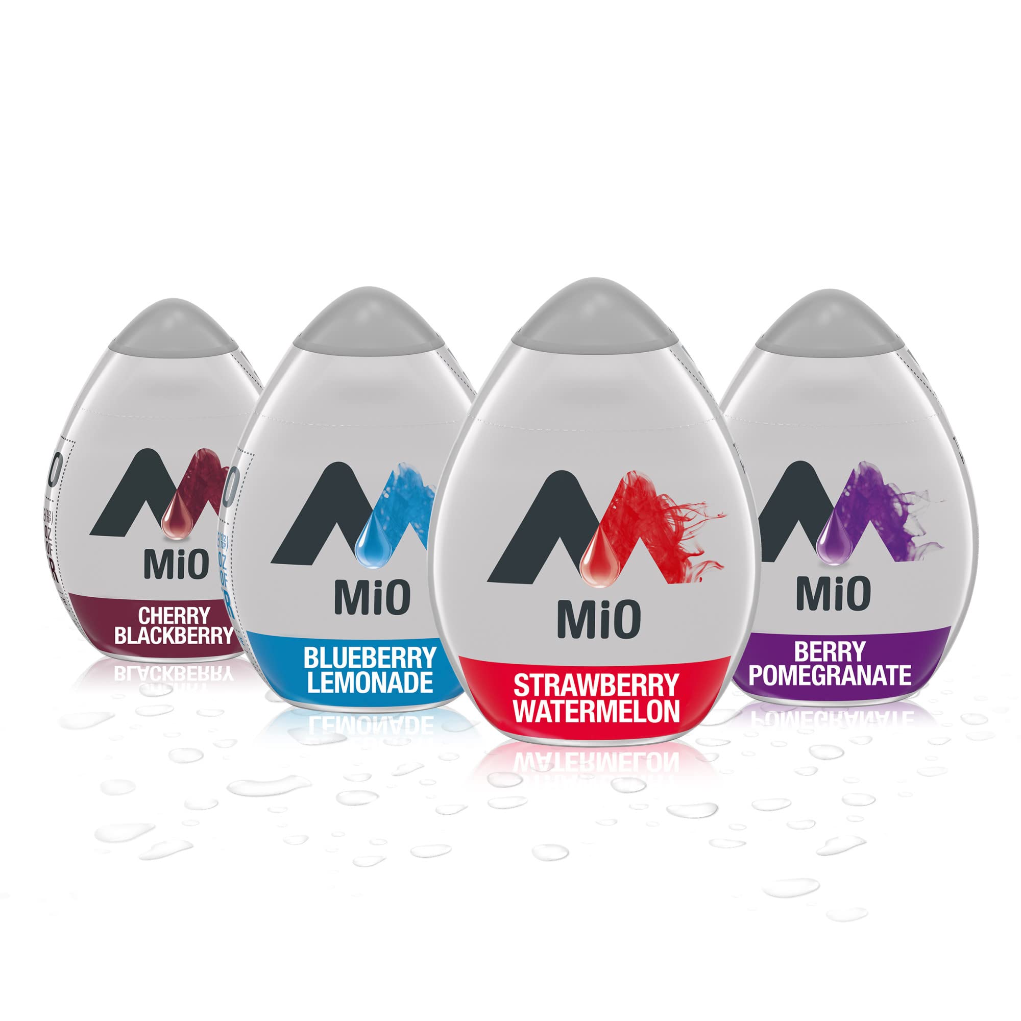 MiO Cherry Blackberry, Blueberry Lemonade, Strawberry Watermelon & Berry Pomegranate Naturally Flavored Liquid Water Enhancer Variety Pack, 4 ct Pack, 1.62 fl oz Bottles