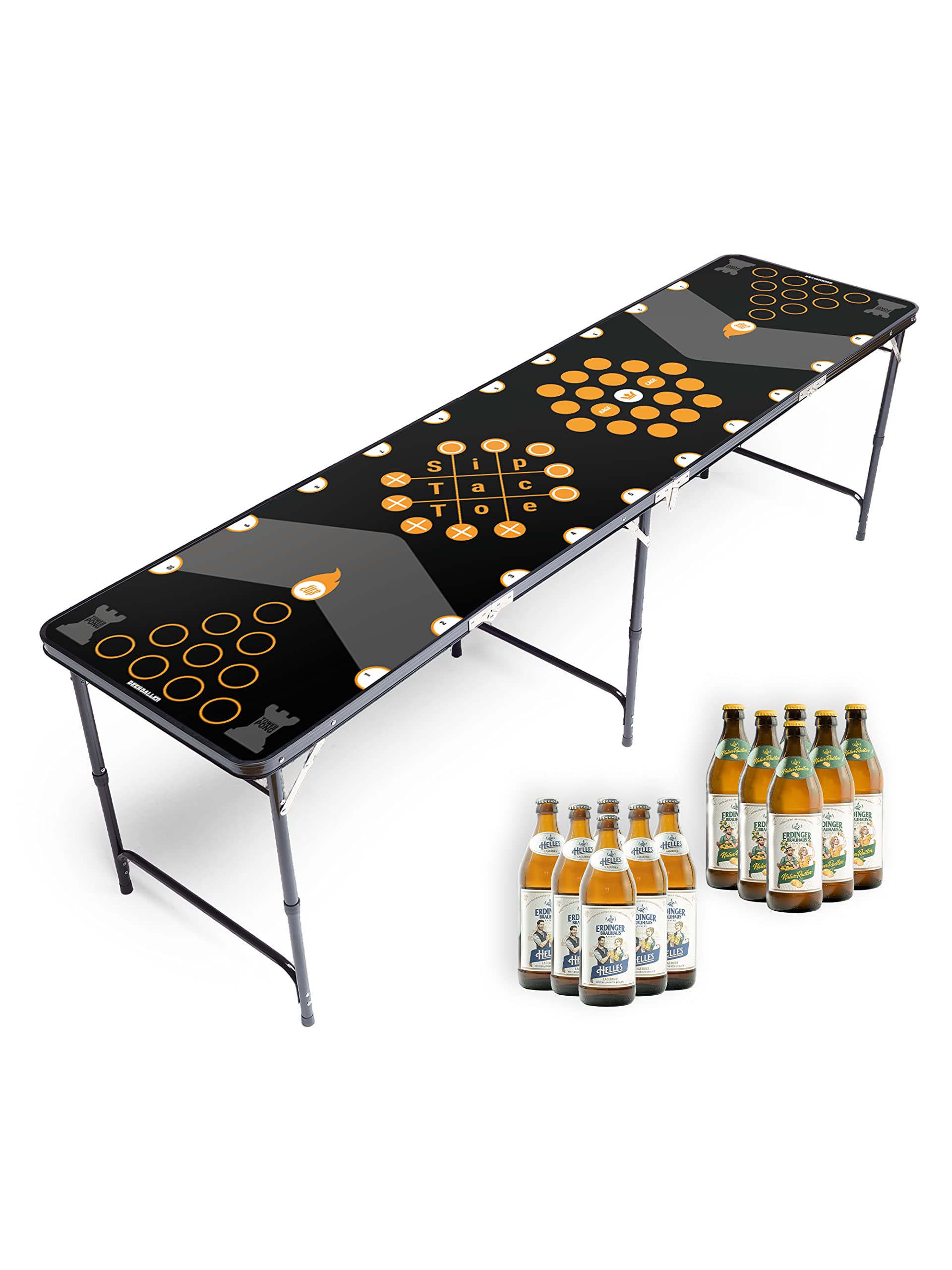 BeerBaller® Multi-game table - 6 party games on a table | black frame, foldable and scratch-resistant surface | ball holder including 6 balls | the ultimate party table