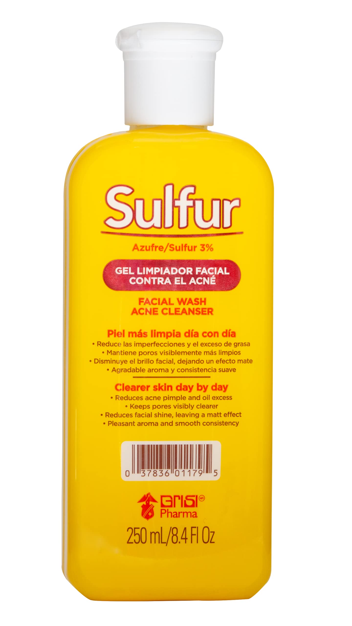 Sulfur Grisi, Facial Wash and Cleanser, Reduces Oil Excess Pimples. 8.4 Fl Oz, Bottle