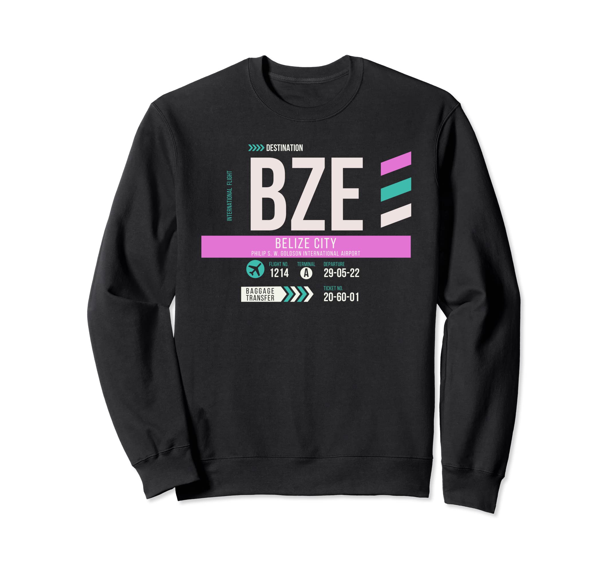 Vintage Belize City BZE Airport Code Retro Travel Day Sweatshirt