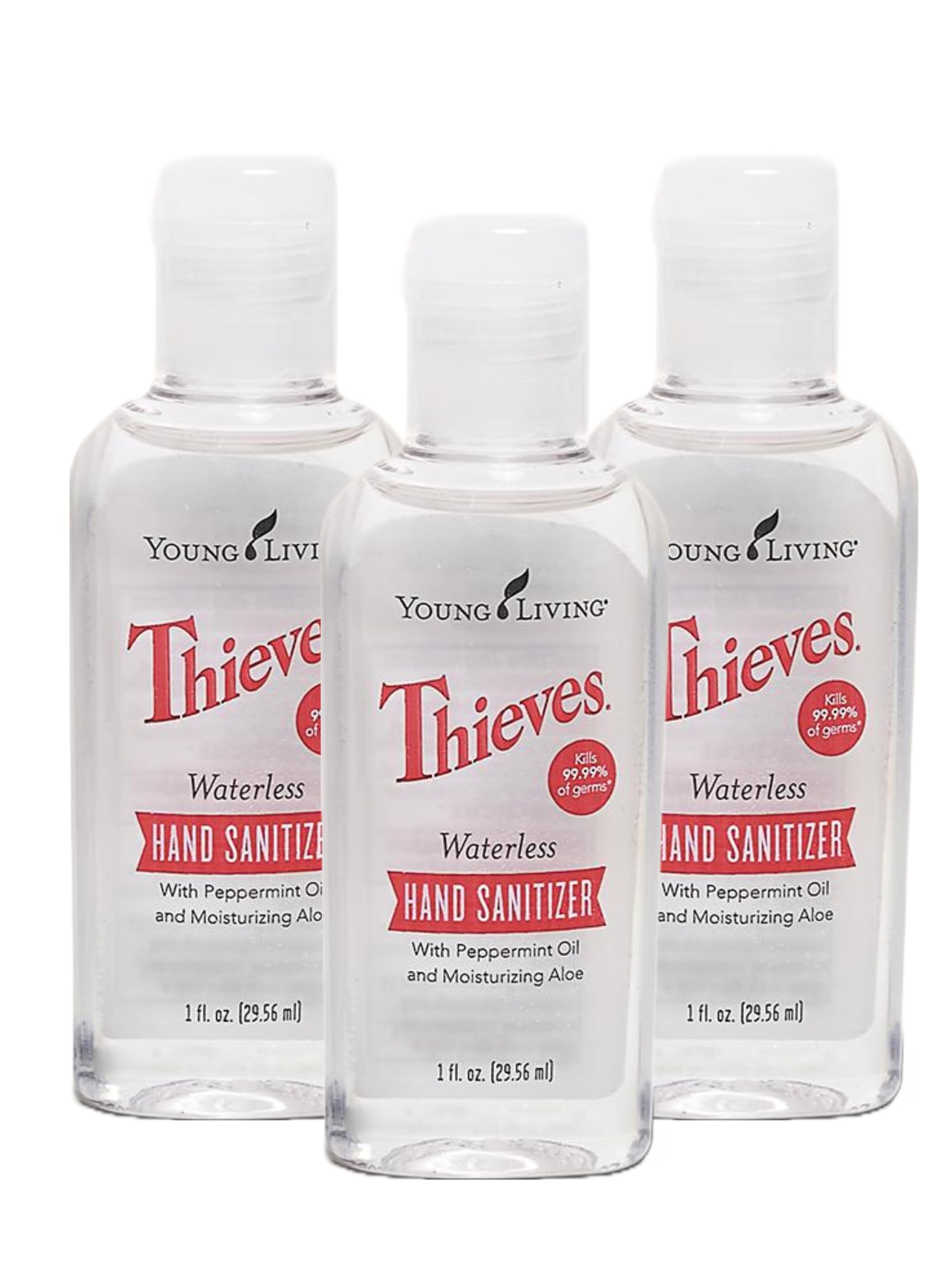 Young LivingThieves Waterless Hand Sanitizer - Convenient 3-Pack for On-The-Go Protection - Powerful Formula - With Soothing Aloe Vera Gel - Travel Size