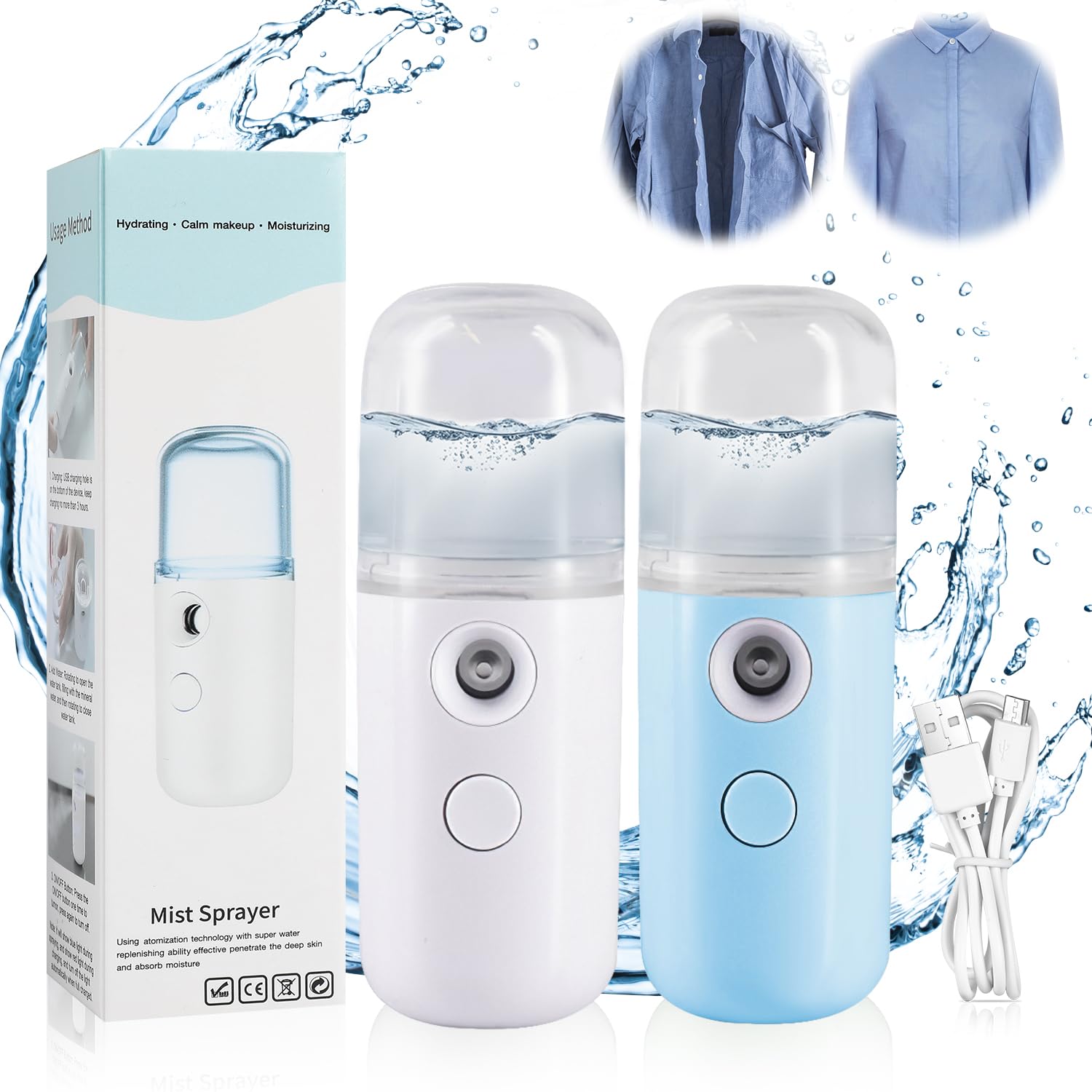 Easy Care Sunshine 15s Heat up Mini Travel Steamer,Portable Steamer Travel,Easy Care Sunshine Cordless Steamer, Handheld Mini Travel Steamer for Clothes,Mini Steamer for Home and Travel (White+Blue)