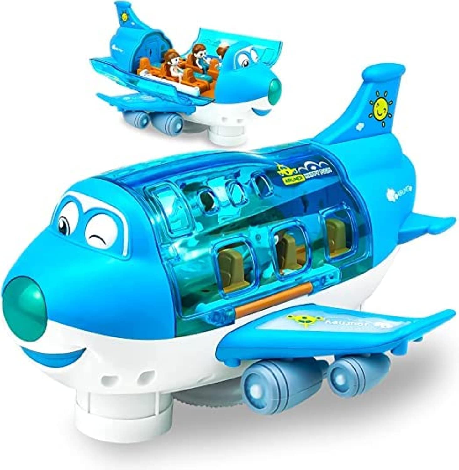 SGTT Toys for Toddlers, Electric Toy Airliner Plane Rotating Airplane Vehicles with Light and Music Airline Toy Vehicle Gift for Kids Boys Girls 3 4 5 6 Year Old and Up, Blue