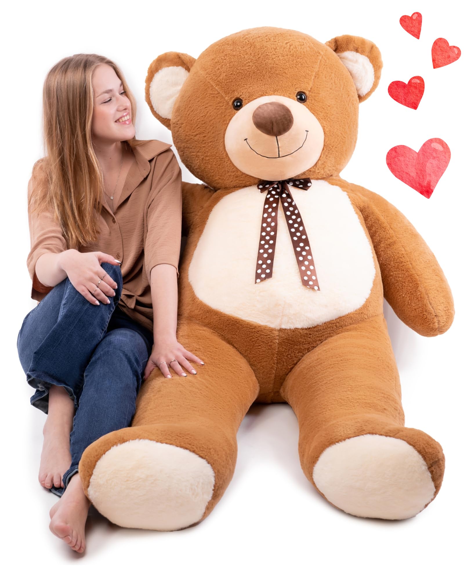 Giant Teddy Bear 5 Feet Ultra Premium Big Teddy Bear - 63 Inches Soft Fluffy Huge Teddy Bear Stuffed Animal Large Teddy Bear - Cute Valentines Day Gift for Girlfriend, Wife (63" - Brown / Cream)