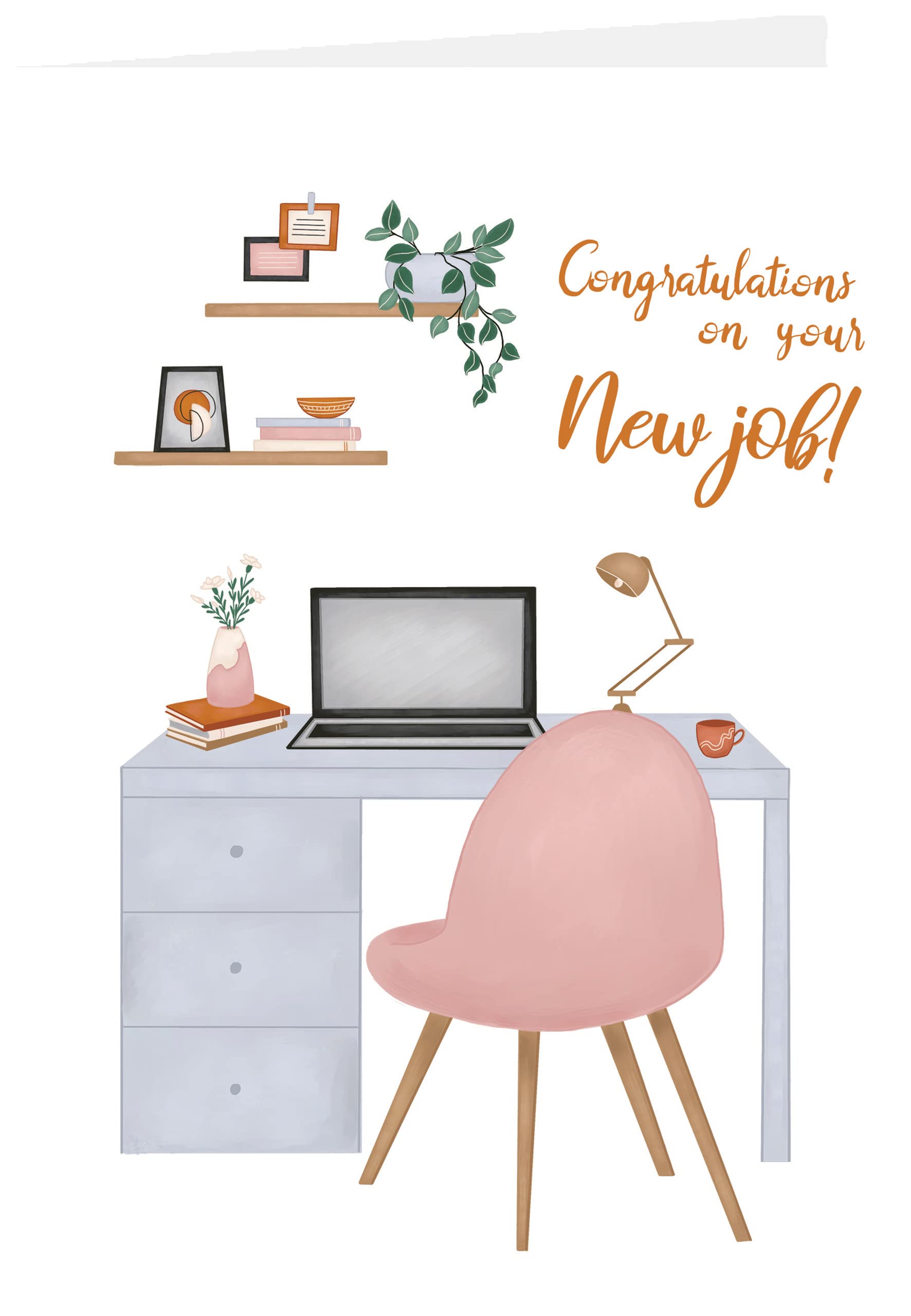 New Job Card - New Job Contemporary Stylish Work Desk Congratulations Card