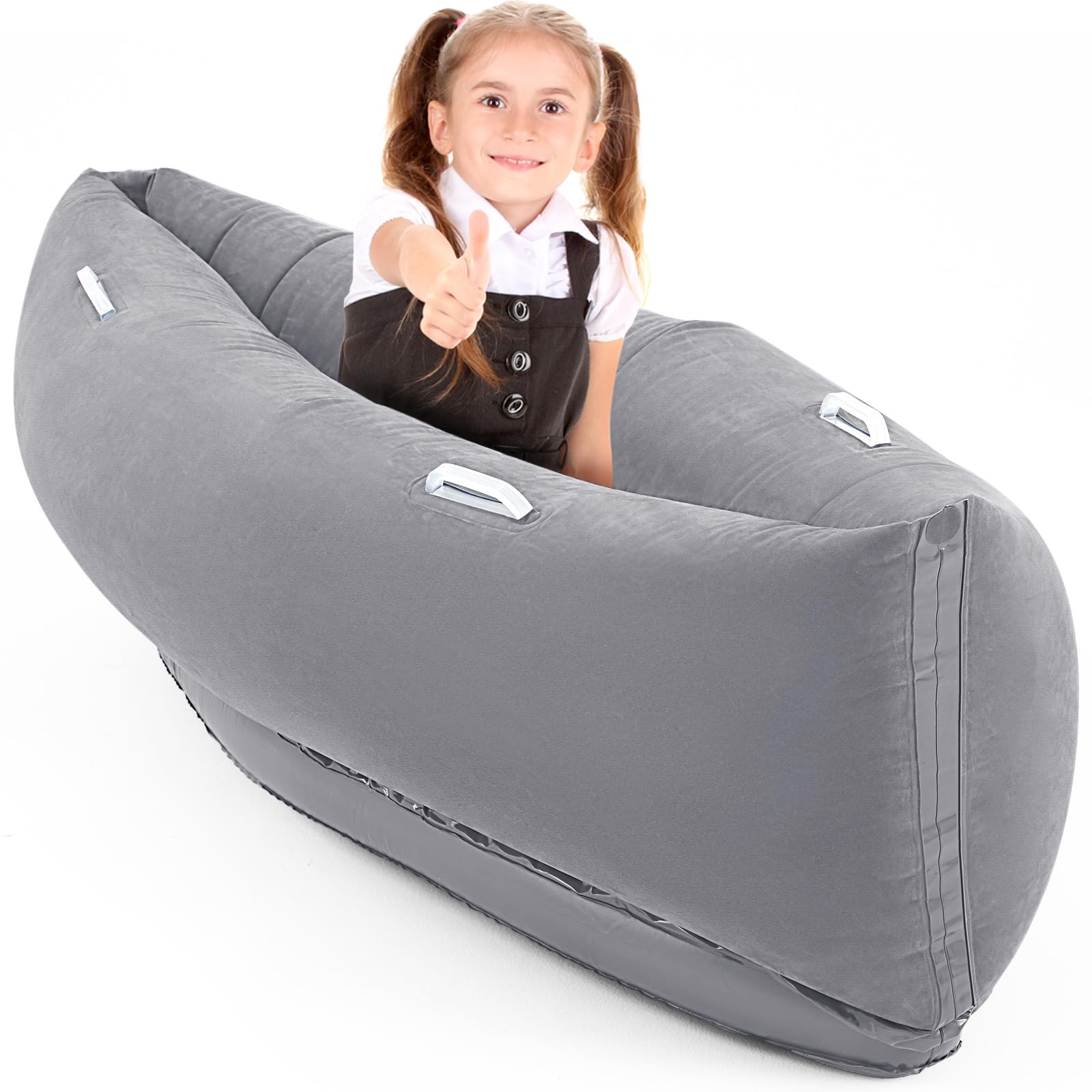 Maitys 60'' Peapod Sensory Chair for Kids with Autism, Inflatable Sensory Peapod for Children Sensory Toys for Kids Autism for Calm Down Corner(Gray)