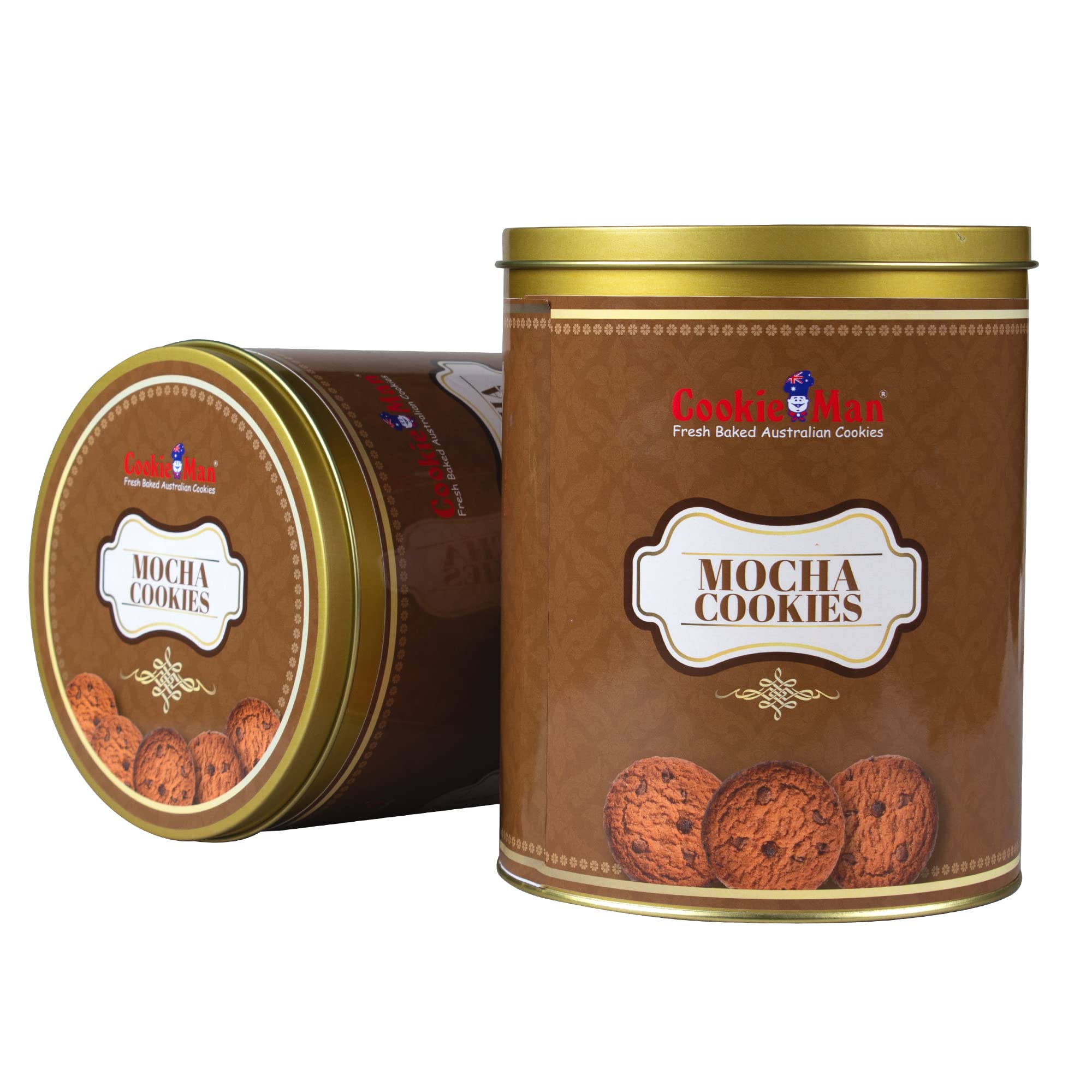 CookieMan Mocha Coffee Cookies with Choco Chips | Coffee Time Cookies Snack Pack Tin - 600g