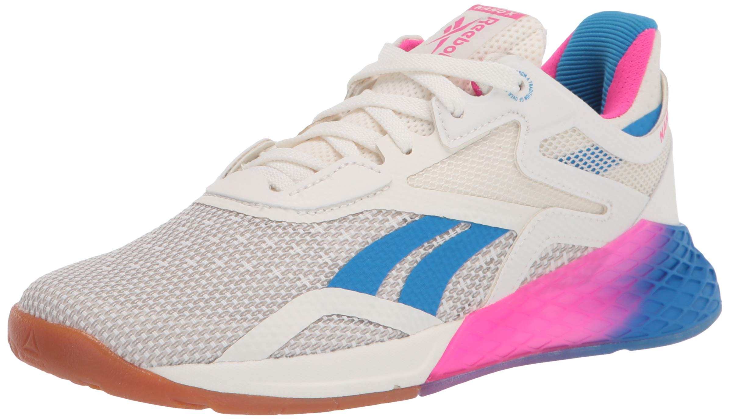 Reebokwomens Nano X Cross Trainer , chalk/Proud Pink/Horizon Blue , 9 medium US