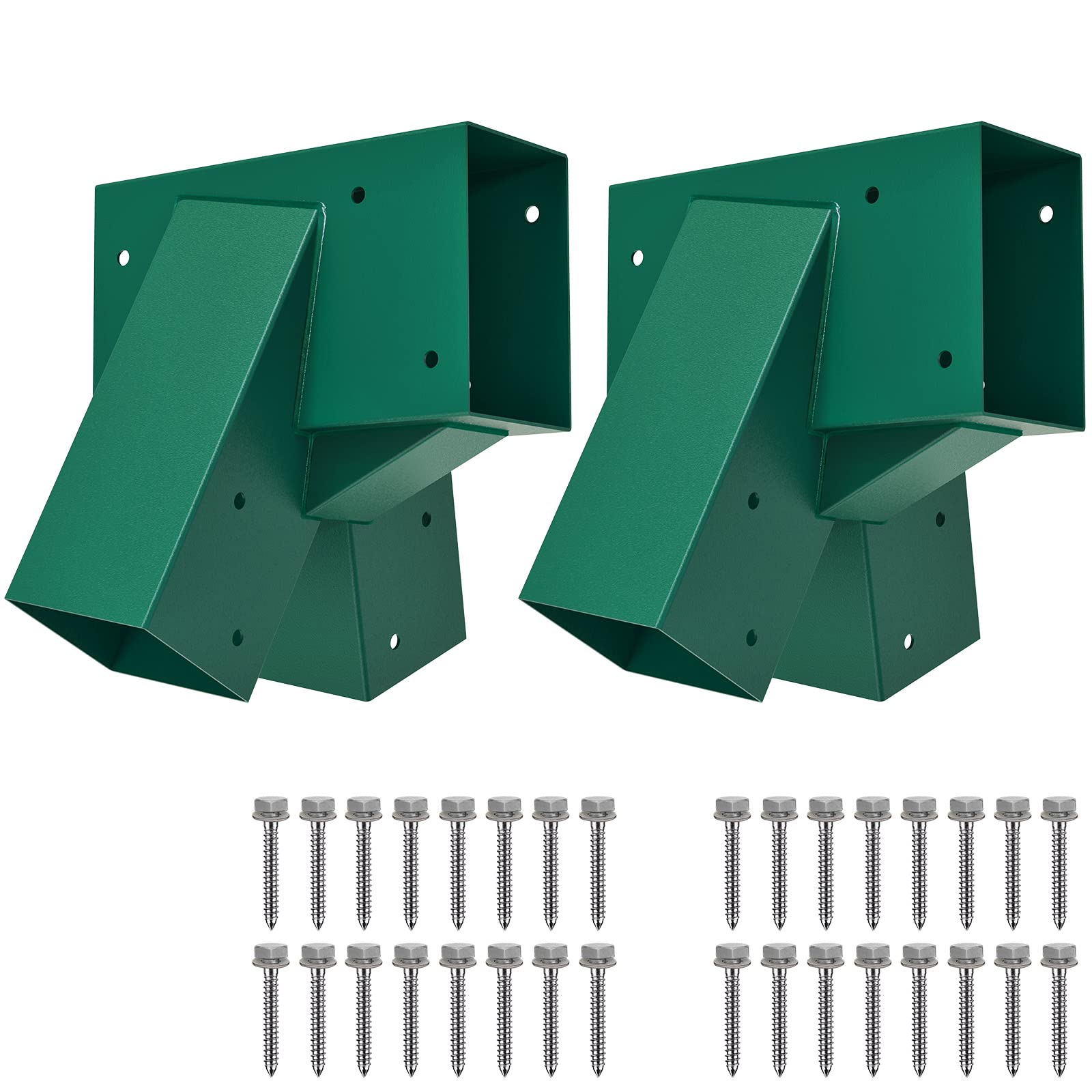 BeneLabel A-Frame 2 Swing Set Brackets, Heavy Duty Steel Swing Set Hardware with Mounting Hardware, DIY Swing Set End Bracket Swing Set Kit for 2 (4x4) Legs & 1 (4x6) Beam, Green