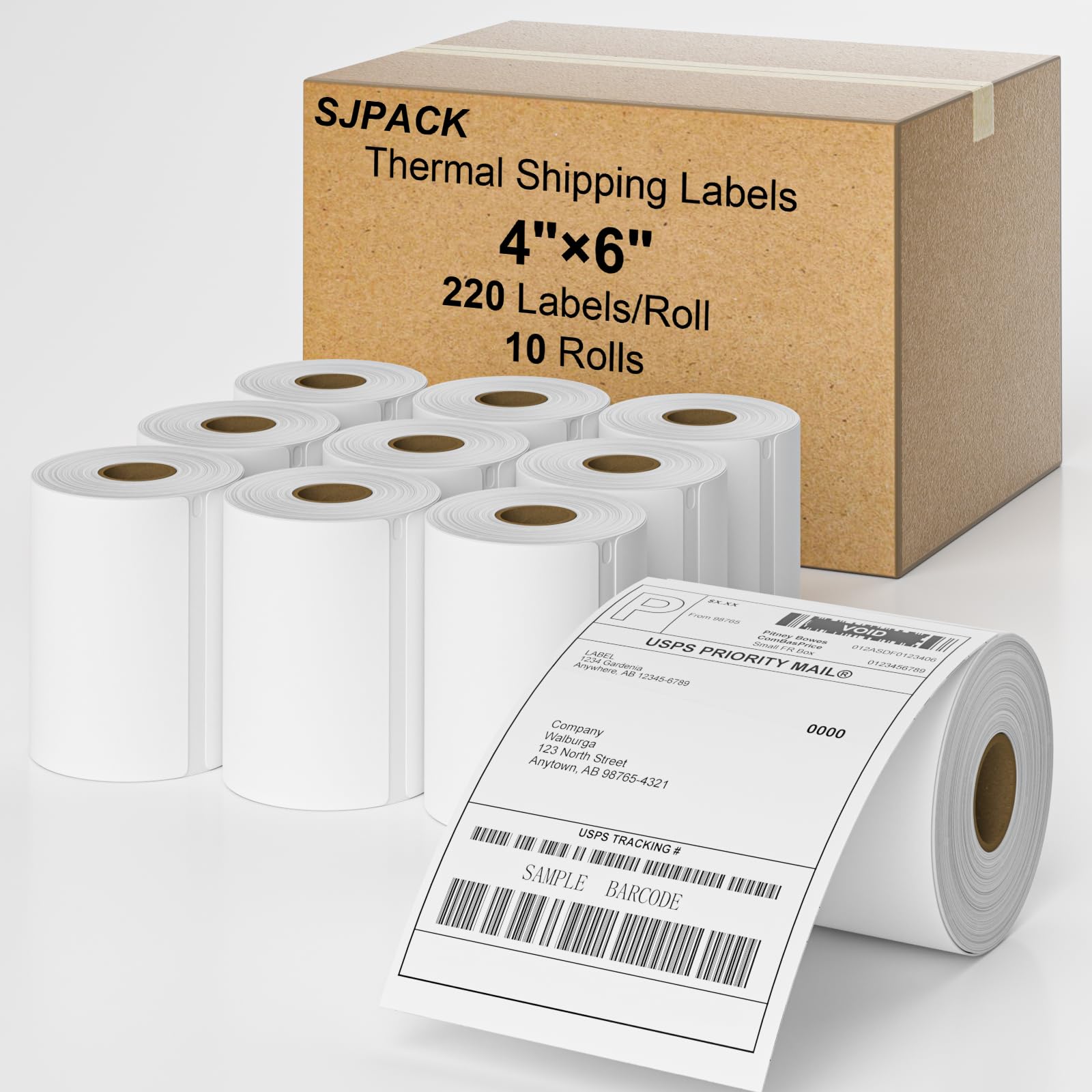 SJPACKSJPACK 10 Rolls 4XL Labels 4" x 6" 1744907 Compatible 4XL Postage Shipping Labels Compatible 4XL(10 Rolls - 220 Labels Per Roll)