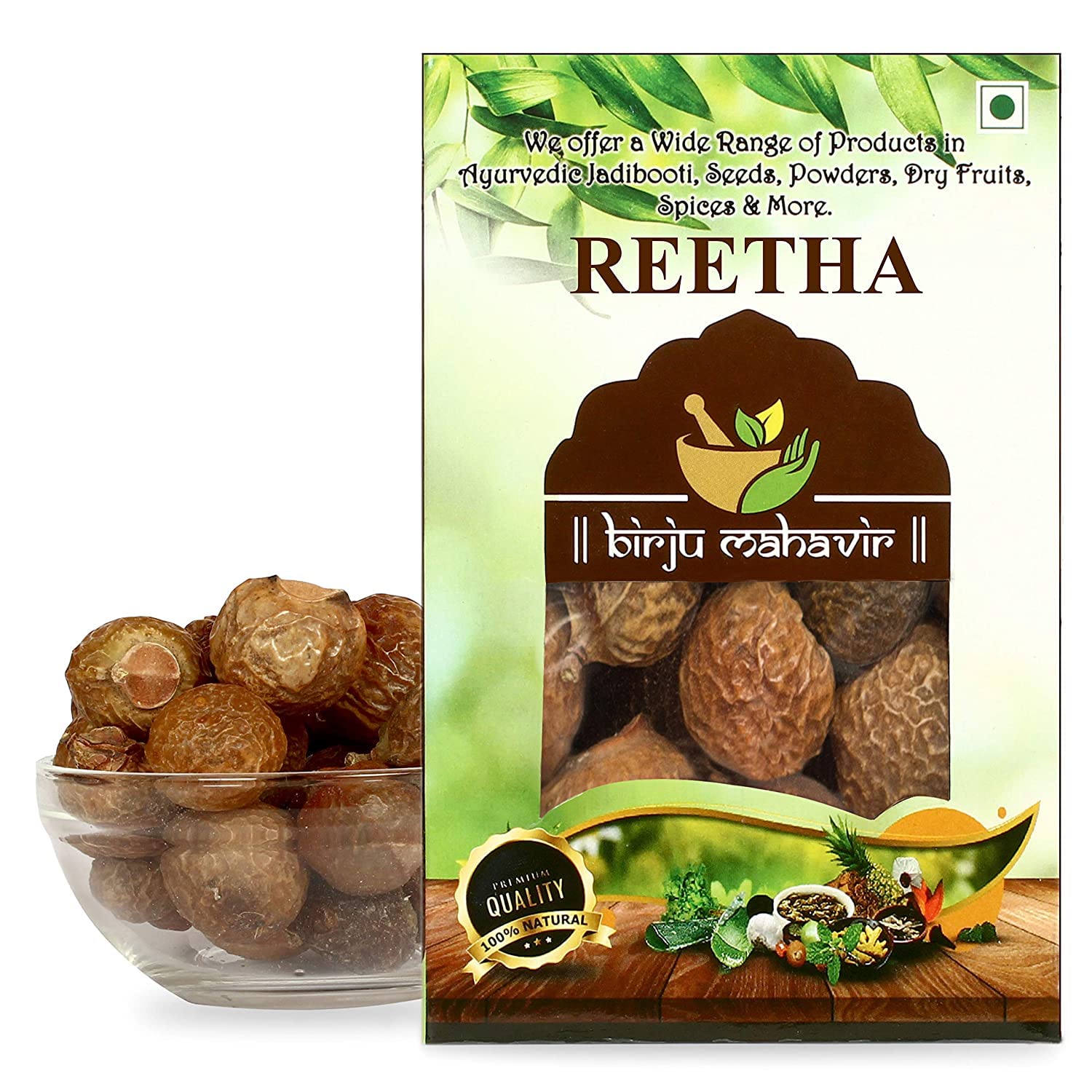 RUP BIRJU MAHAVIR Organic Sabut Reetha/Soap Nuts, 500 gram, Natural (BMKB-207)