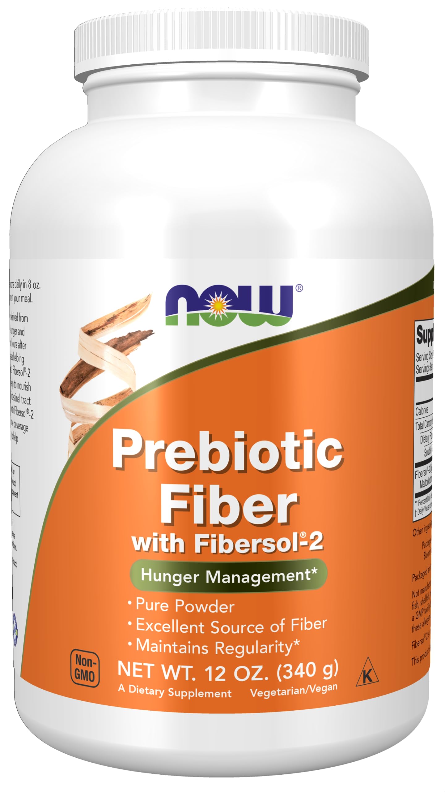 NOW Foods Supplements, Prebiotic Fiber with Fibersol-2, derived from Non-GMO corn, Powder, 12-Ounce